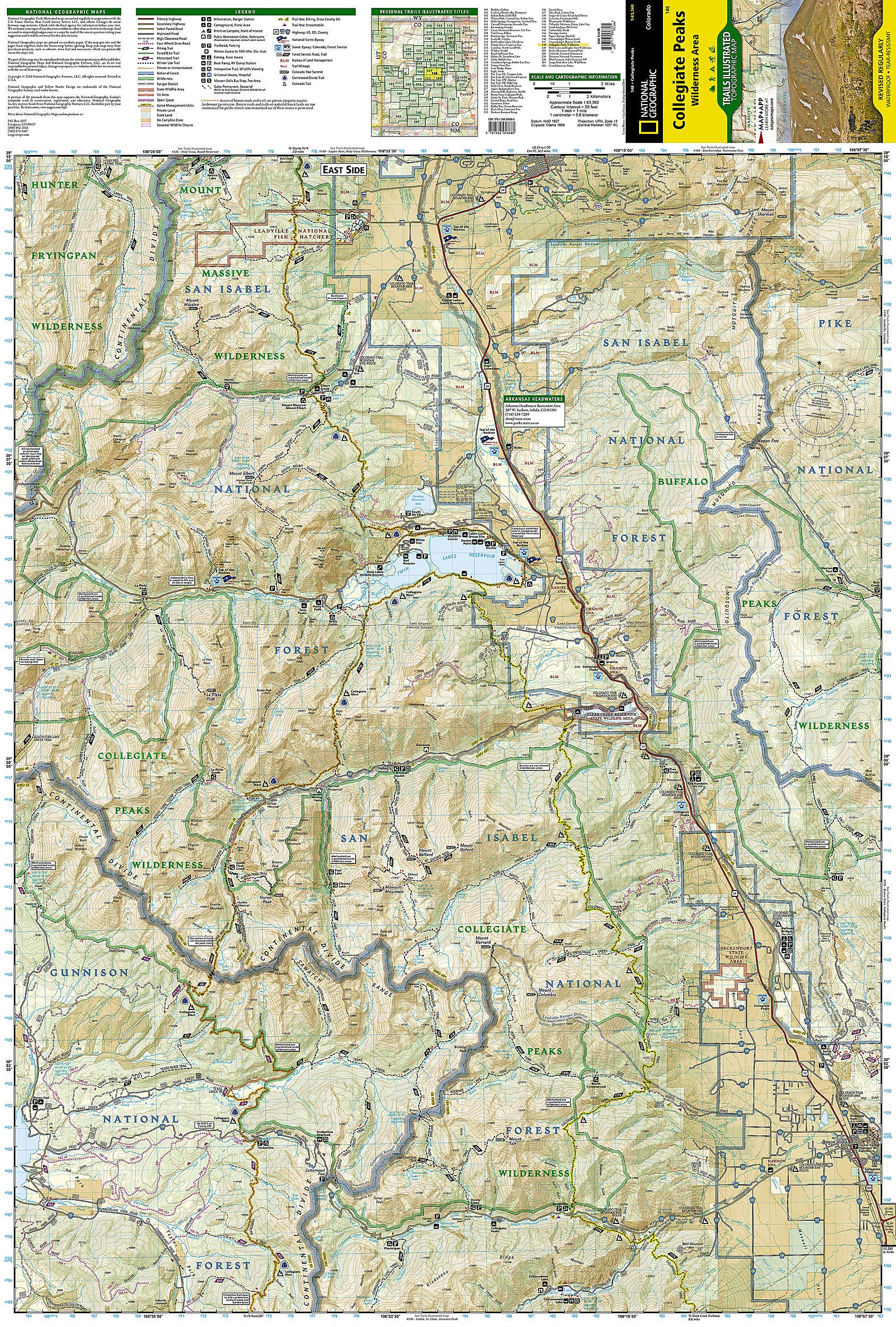Collegiate Peaks Wilderness Area Map (National Geographic Trails Illustrated Map, 148)