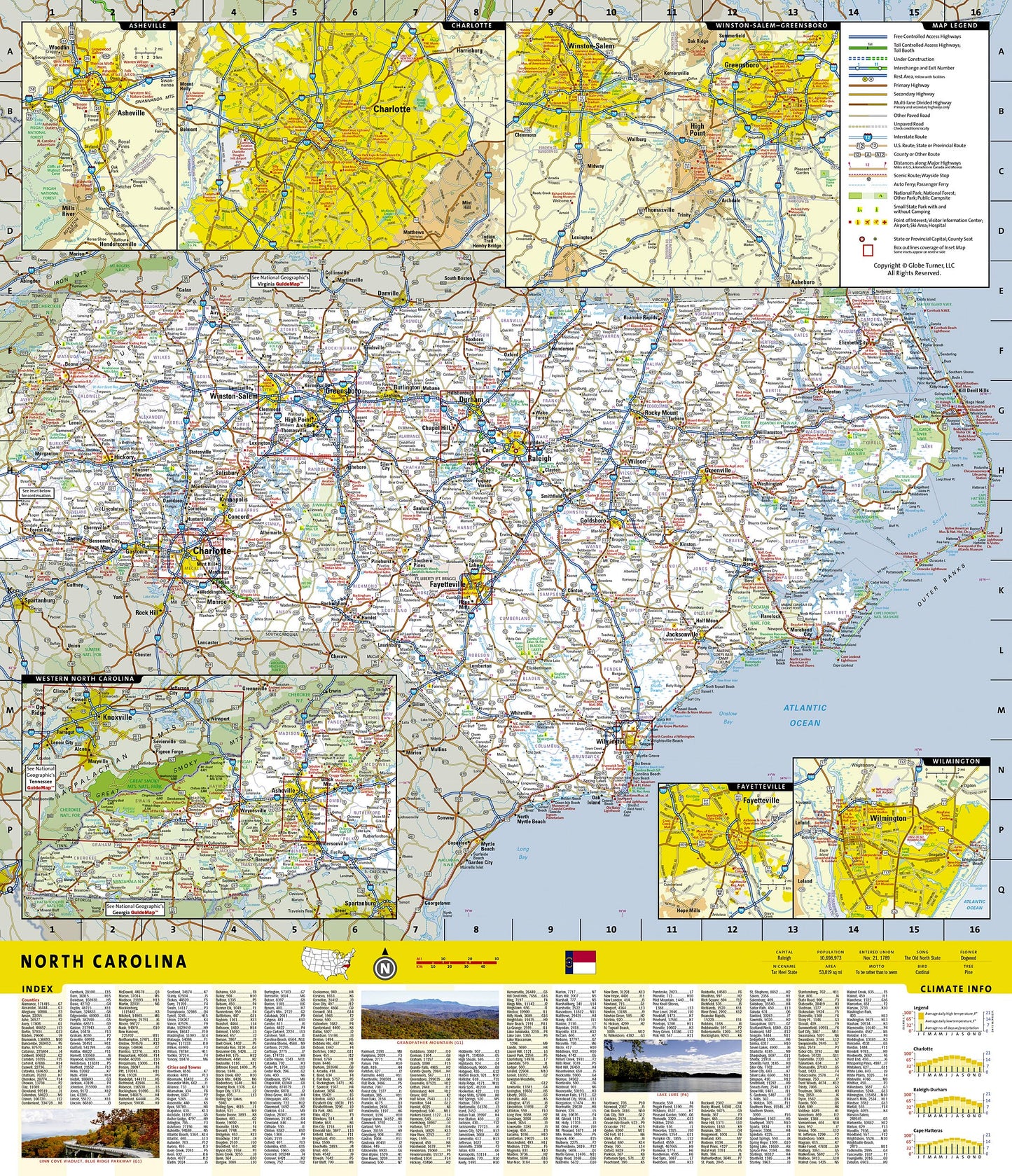North Carolina Map (National Geographic Guide Map)