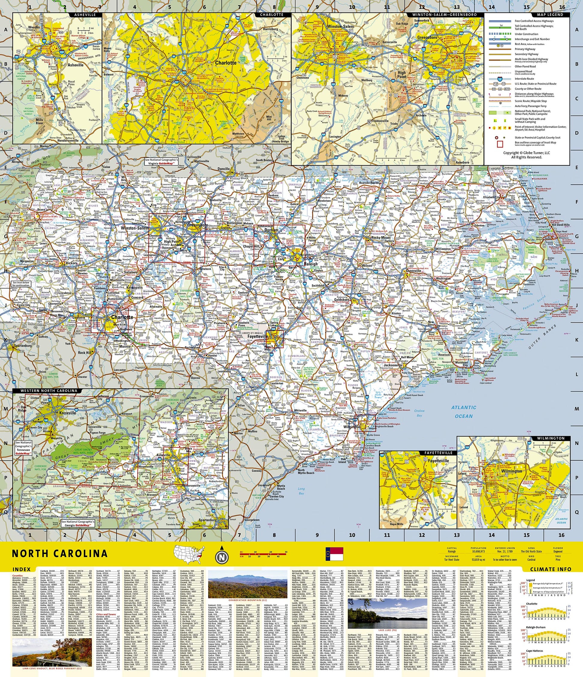 North Carolina Map (National Geographic Guide Map)