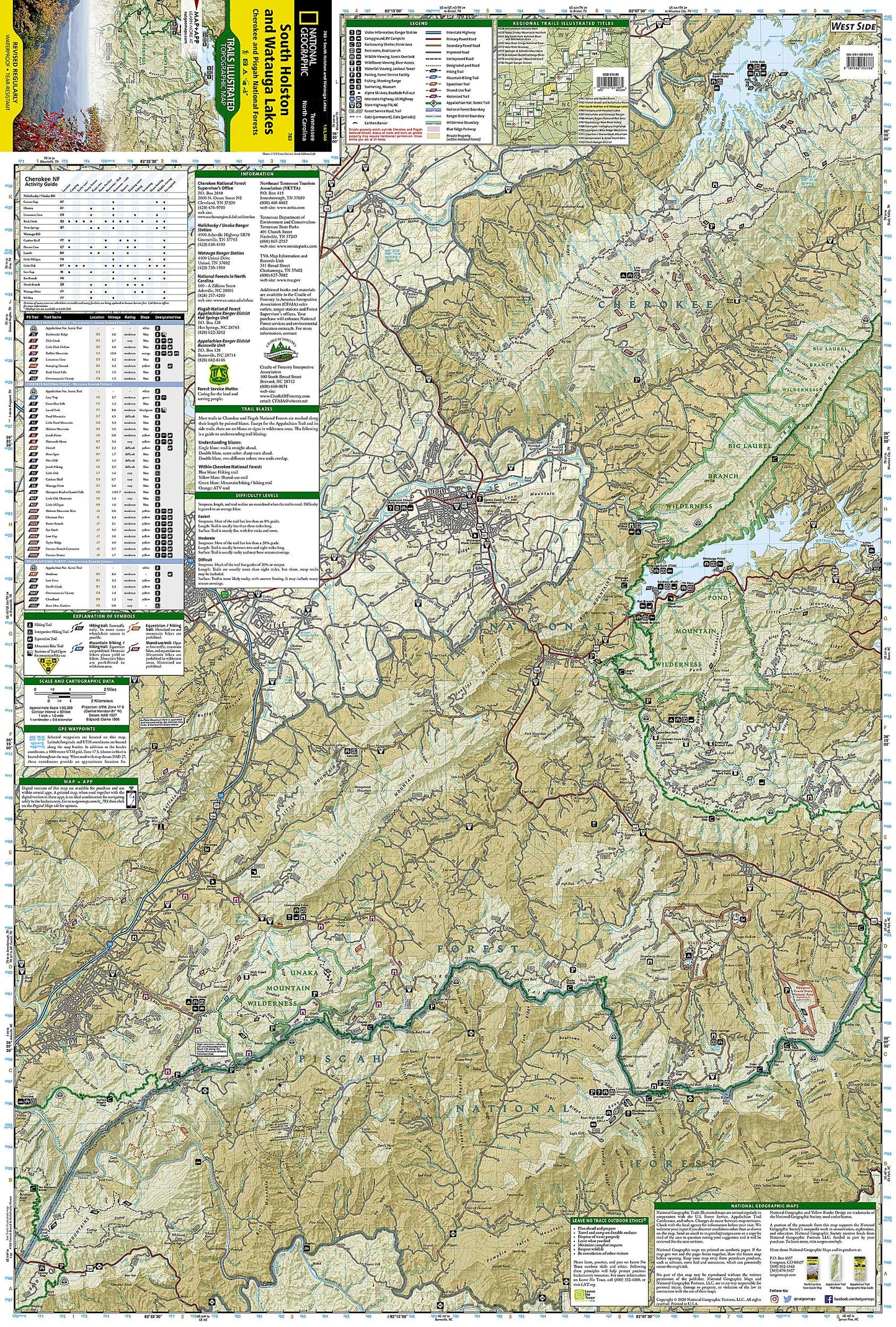South Holston and Watauga Lakes Map [Cherokee and Pisgah National Forests] (National Geographic Trails Illustrated Map, 783)