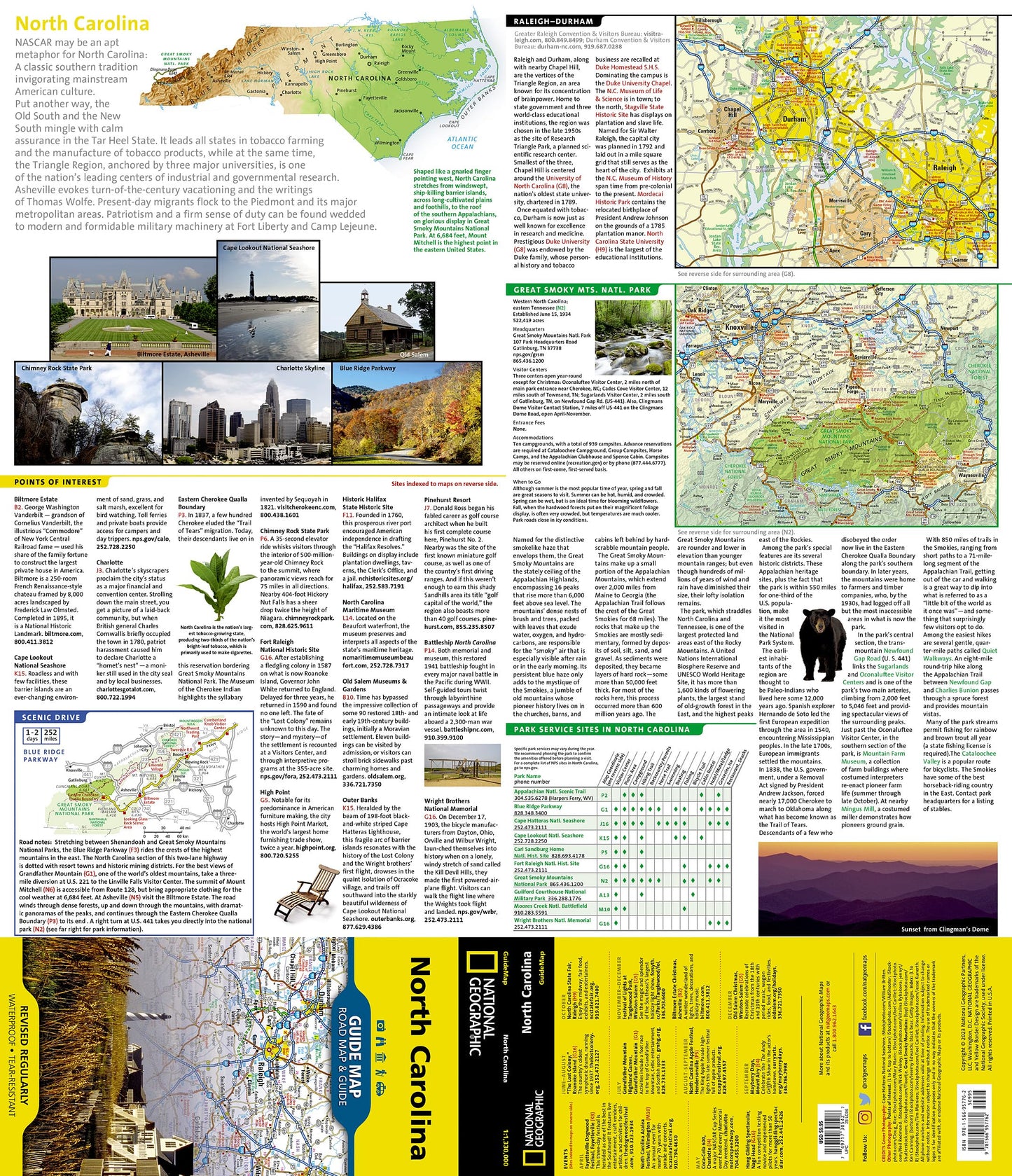 North Carolina Map (National Geographic Guide Map)