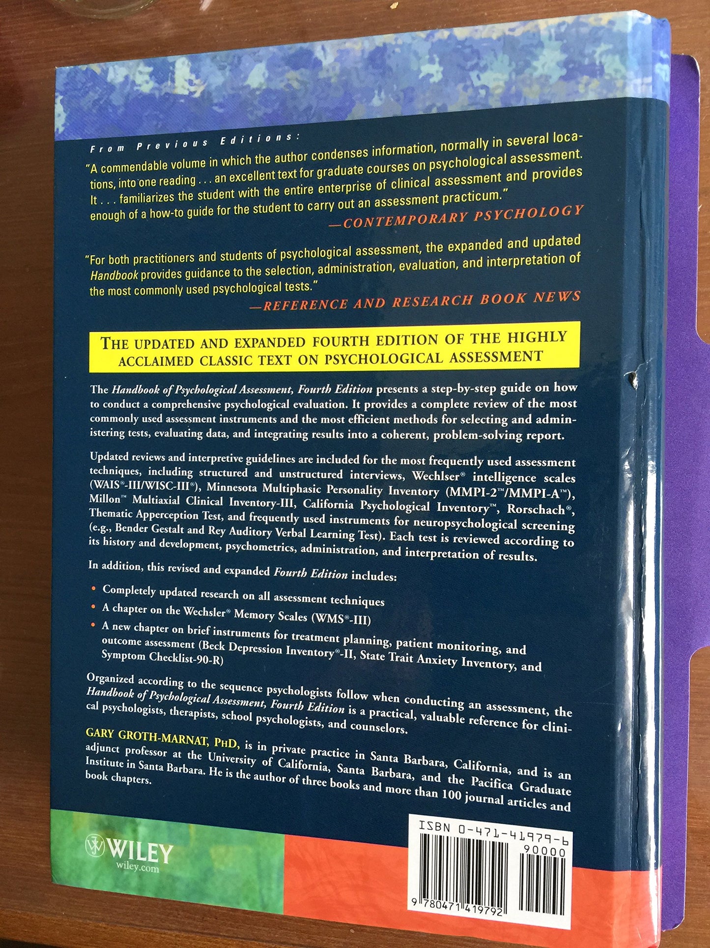 Handbook of Psychological Assessment