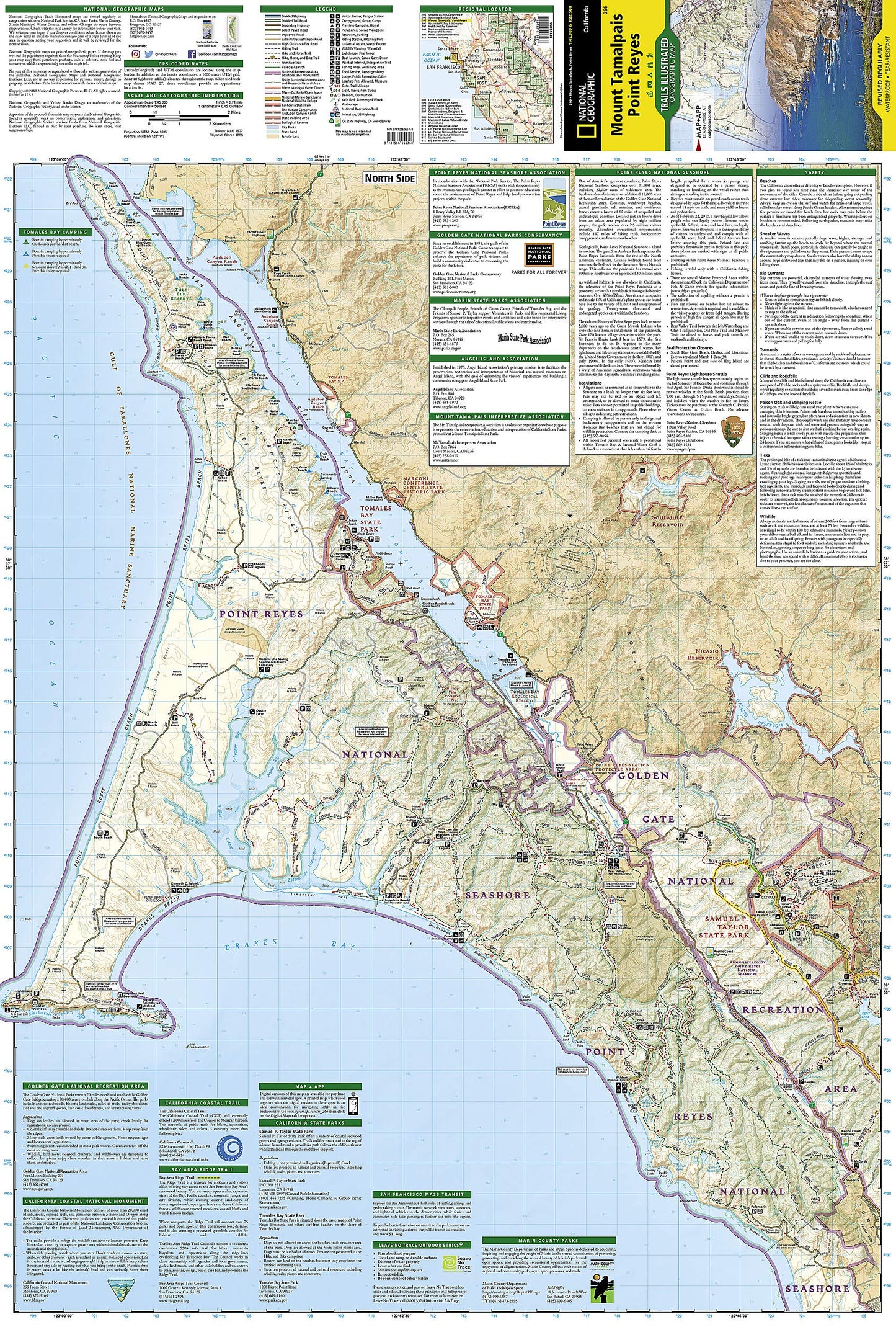Mount Tamalpais, Point Reyes Map (National Geographic Trails Illustrated Map, 266)