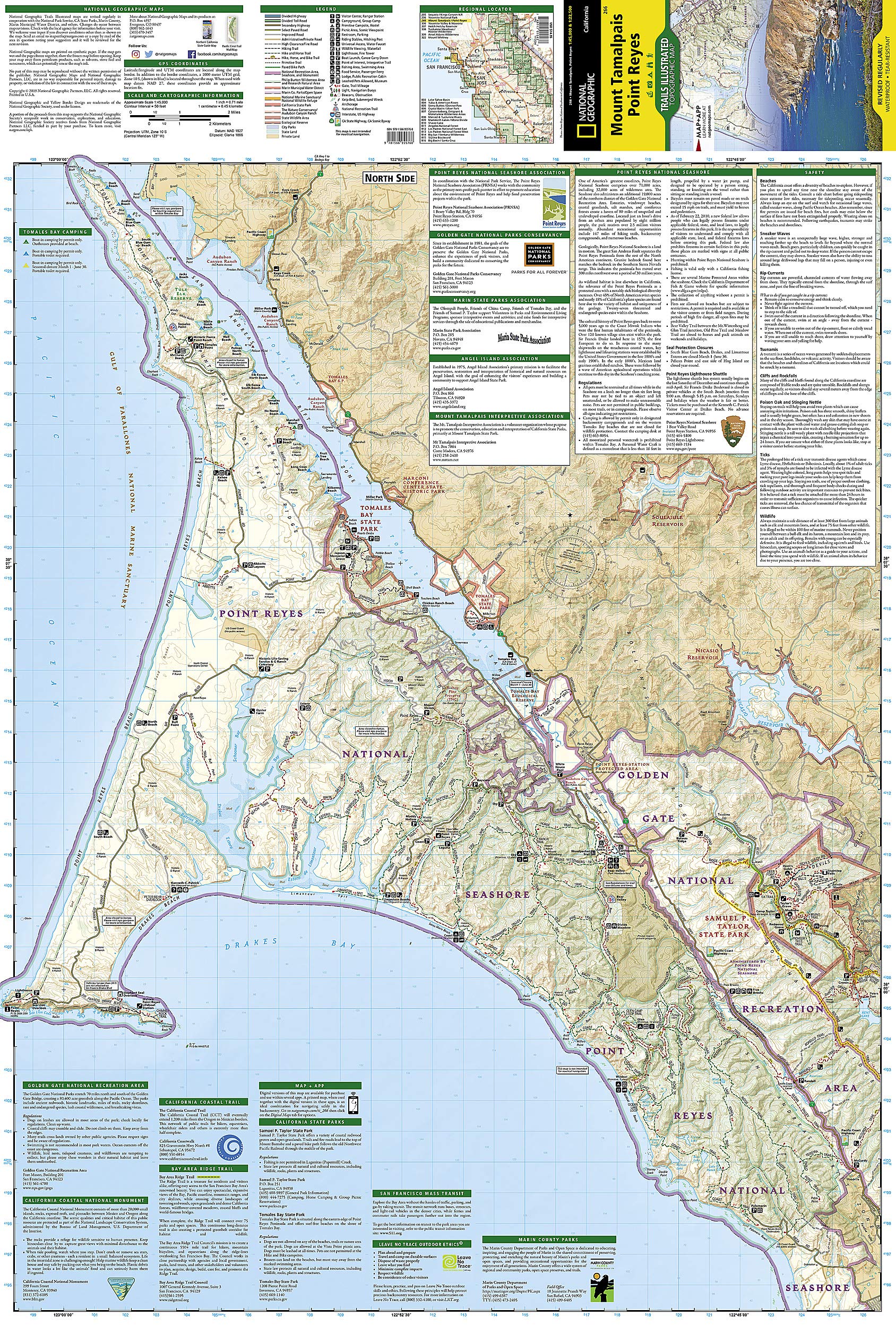 Mount Tamalpais, Point Reyes Map (National Geographic Trails Illustrated Map, 266)