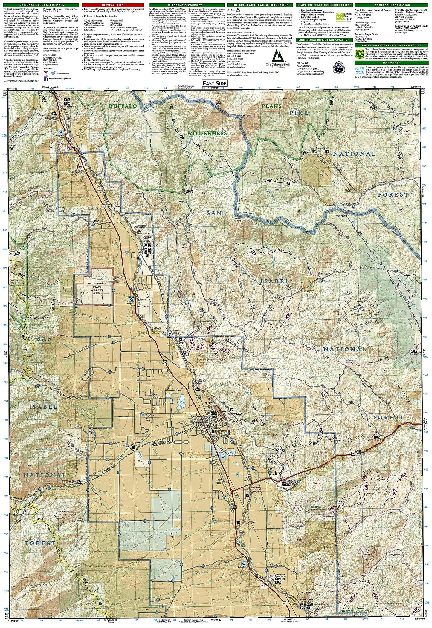 Buena Vista, Collegiate Peaks Map (National Geographic Trails Illustrated Map, 129)