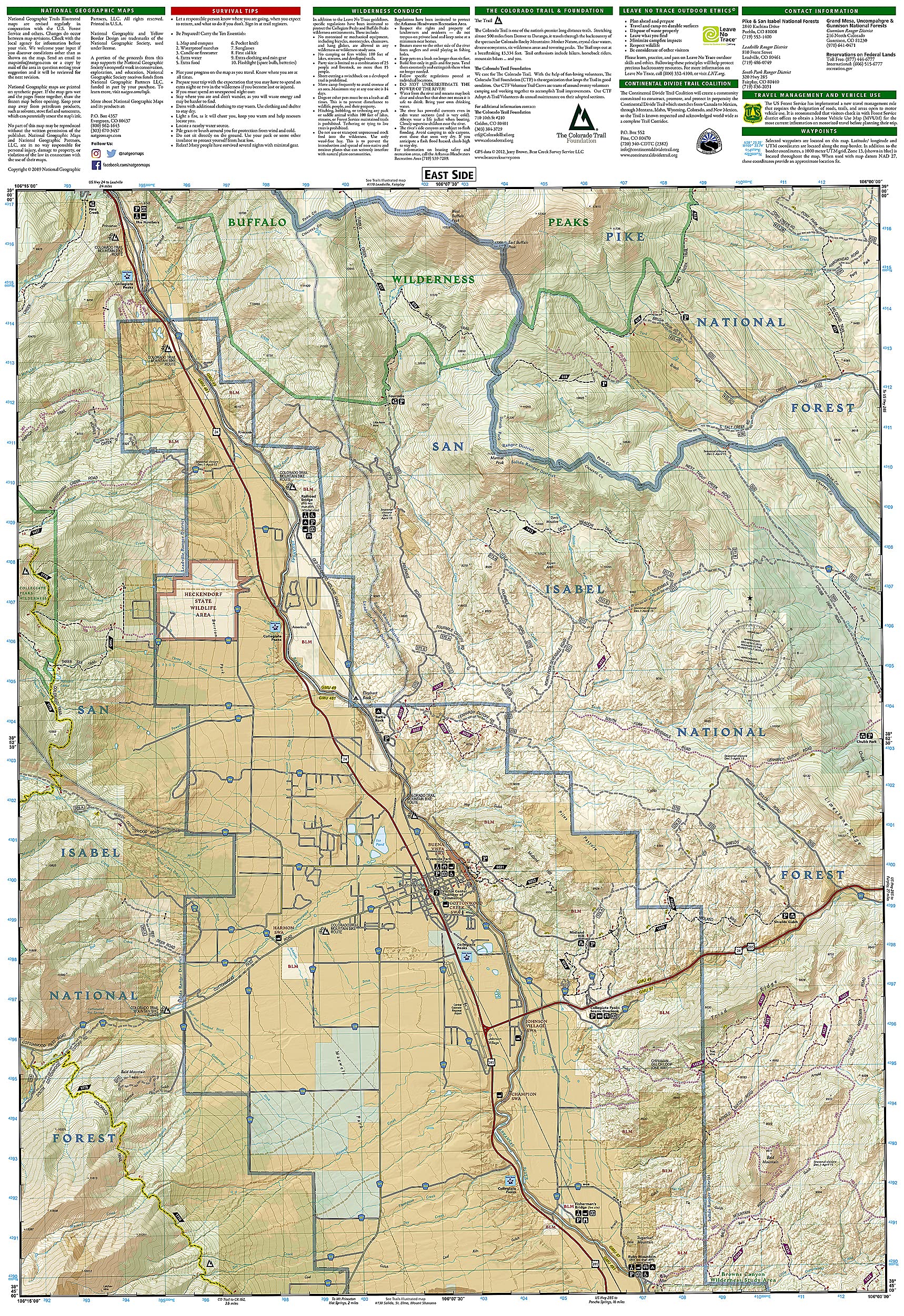 Buena Vista, Collegiate Peaks Map (National Geographic Trails Illustrated Map, 129)