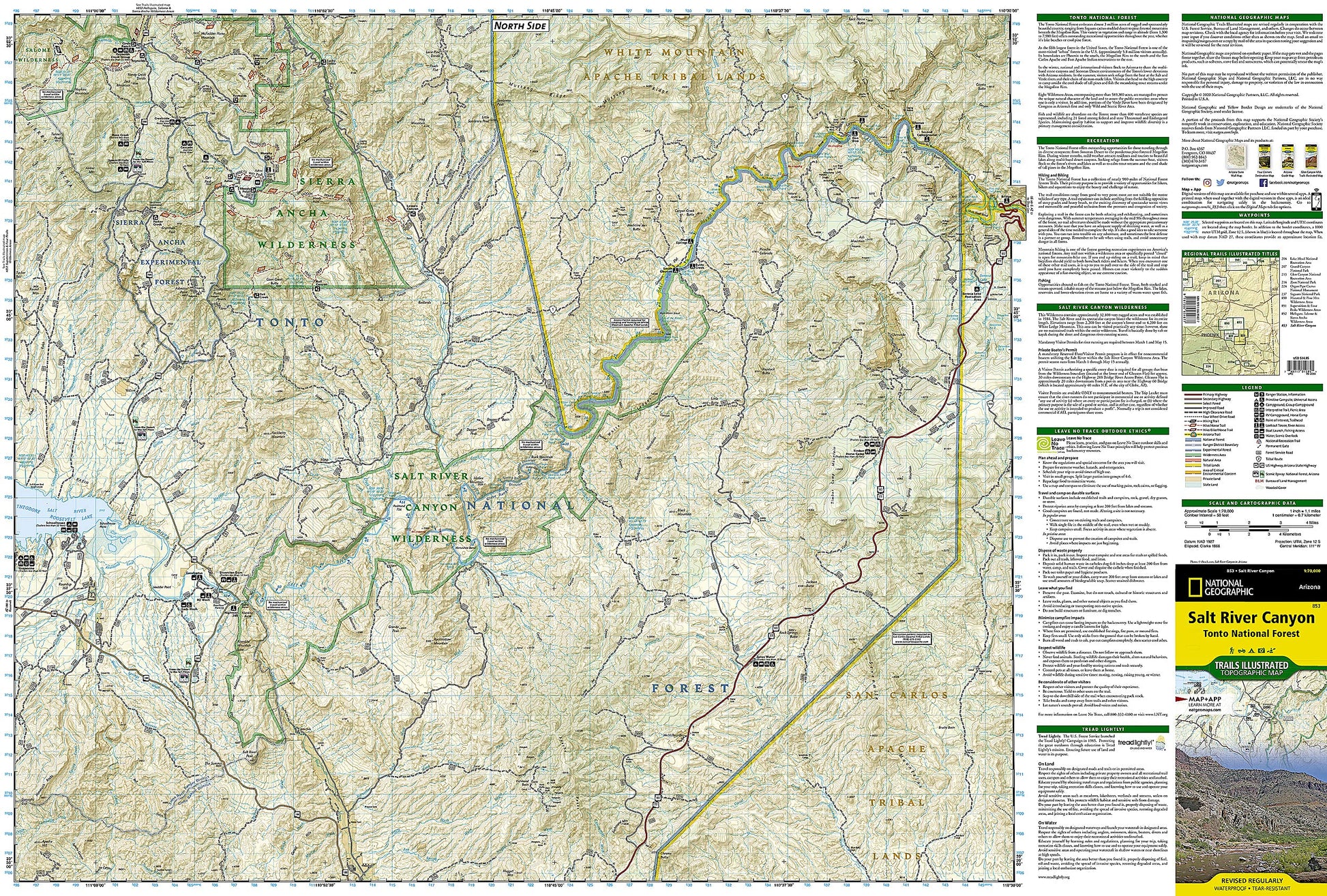 Salt River Canyon Map [Tonto National Forest] (National Geographic Trails Illustrated Map, 853)