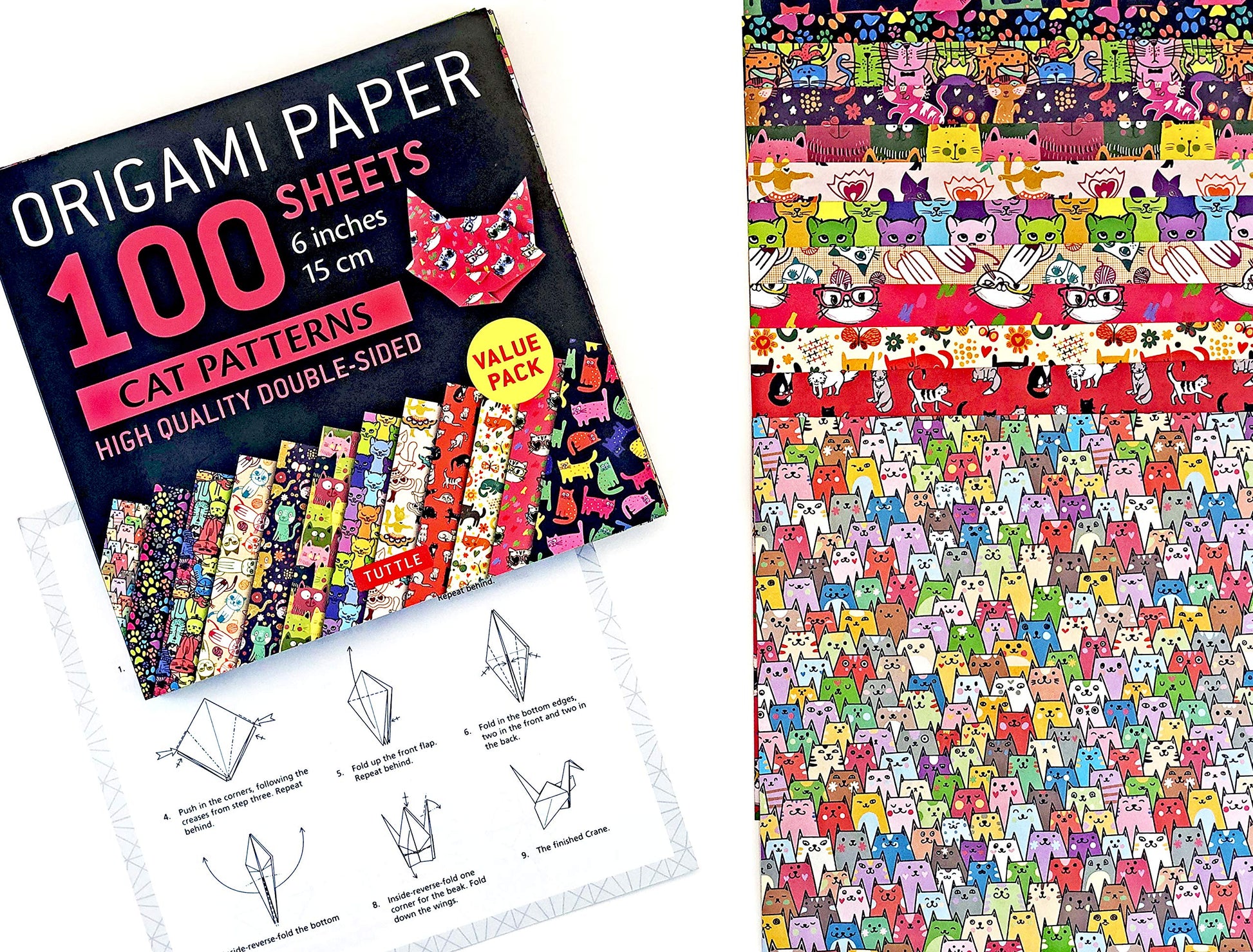 Origami Paper 100 sheets Cat Patterns 6" (15 cm): Tuttle Origami Paper: High-Quality Double-Sided Origami Sheets Printed with 12 Different Patterns: Instructions for 6 Projects Included