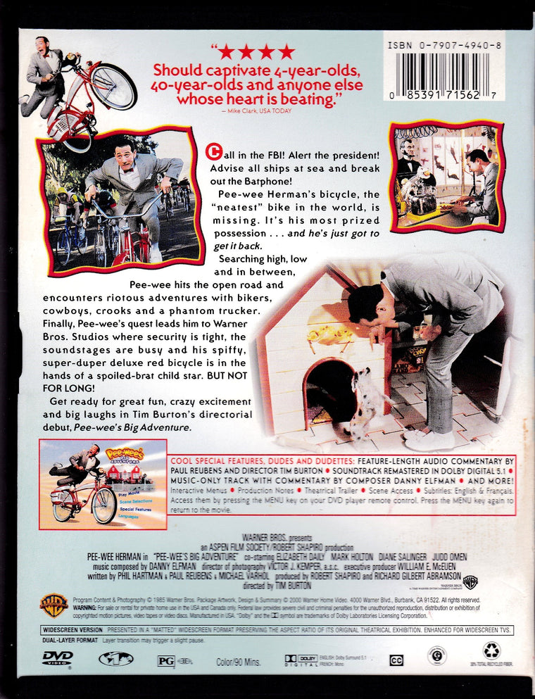 Pee-wee's Big Adventure (Widescreen) [DVD] — back cover