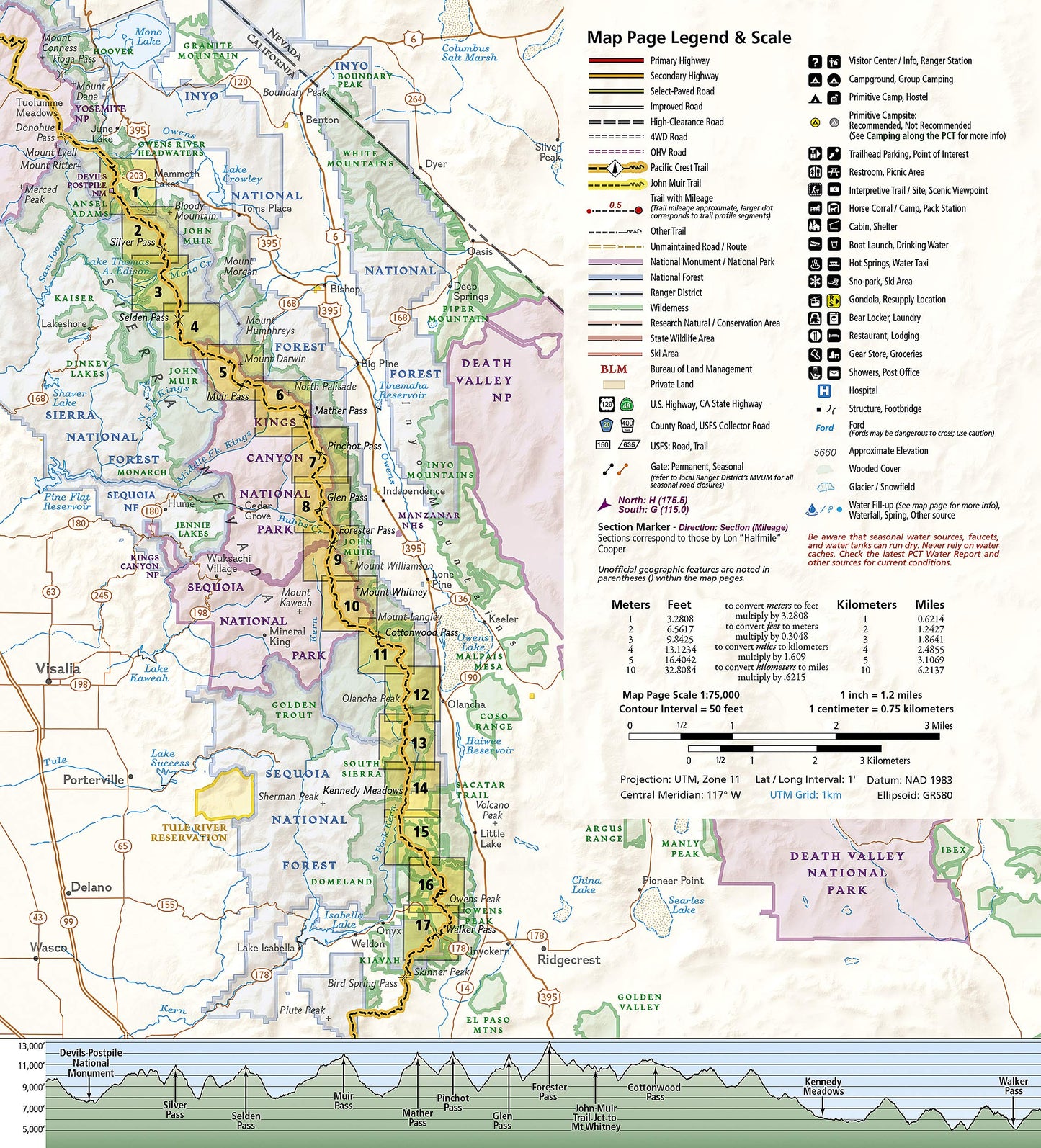 Pacific Crest Trail: Sierra Nevada South Map [Devil's Postpile to Walker Pass] (National Geographic Topographic Map Guide, 1009)