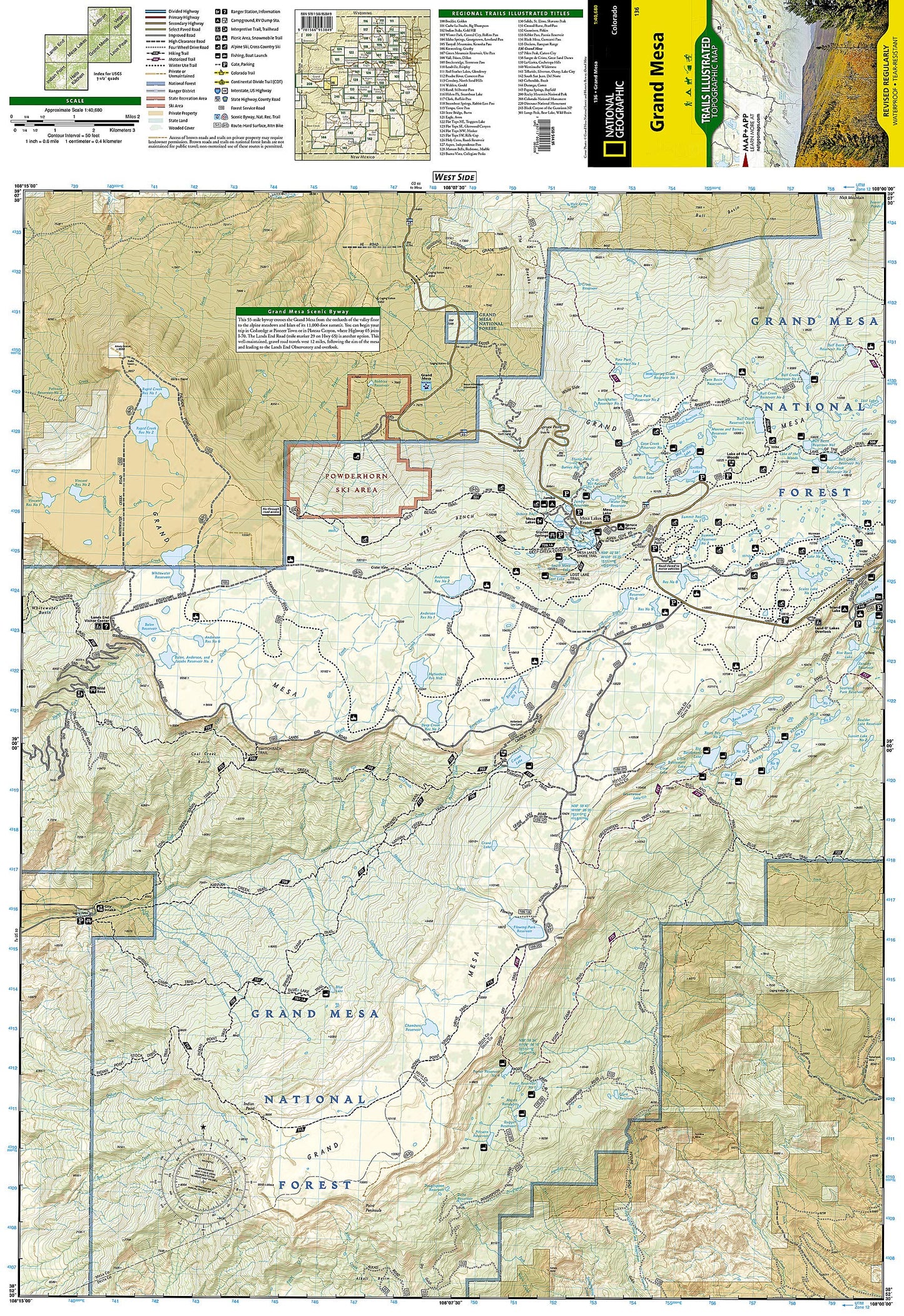 Grand Mesa Map (National Geographic Trails Illustrated Map, 136)