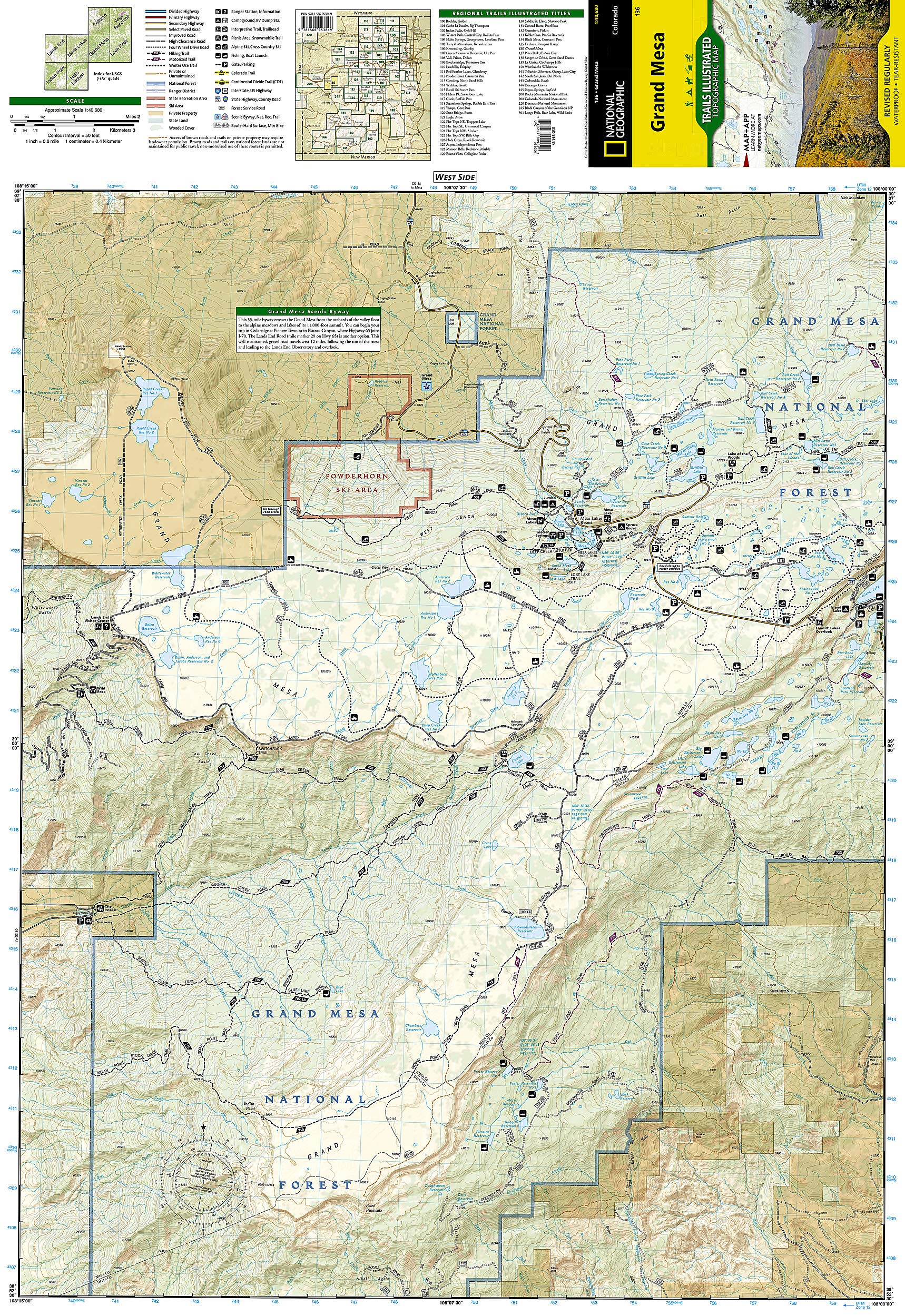 Grand Mesa Map (National Geographic Trails Illustrated Map, 136)