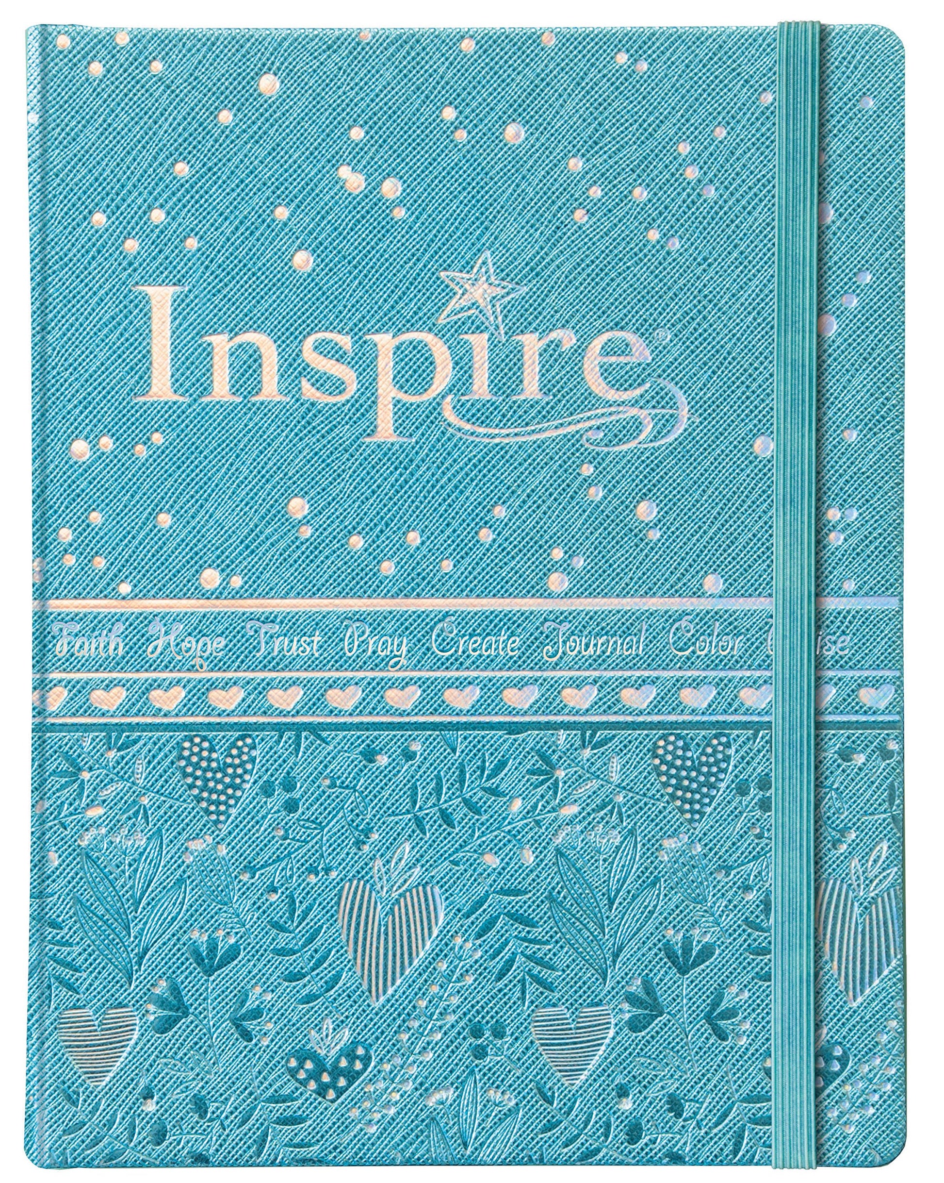 Tyndale NLT Inspire Bible for Girls (Hardcover LeatherLike, Metallic Blue): Journaling and Coloring Bible for Kids - Over 500 Scripture Illustrations to Color - Creative Bible Journal