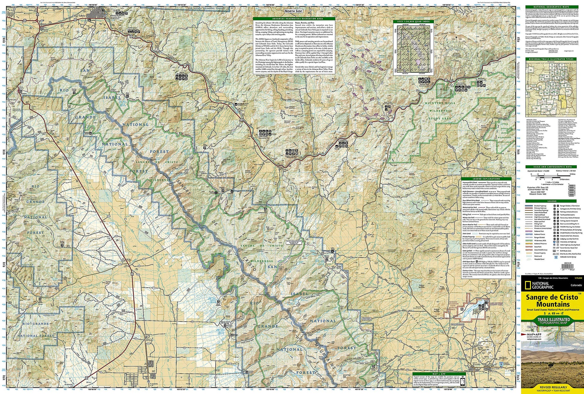Sangre de Cristo Mountains [Great Sand Dunes National Park and Preserve] (National Geographic Trails Illustrated Map)