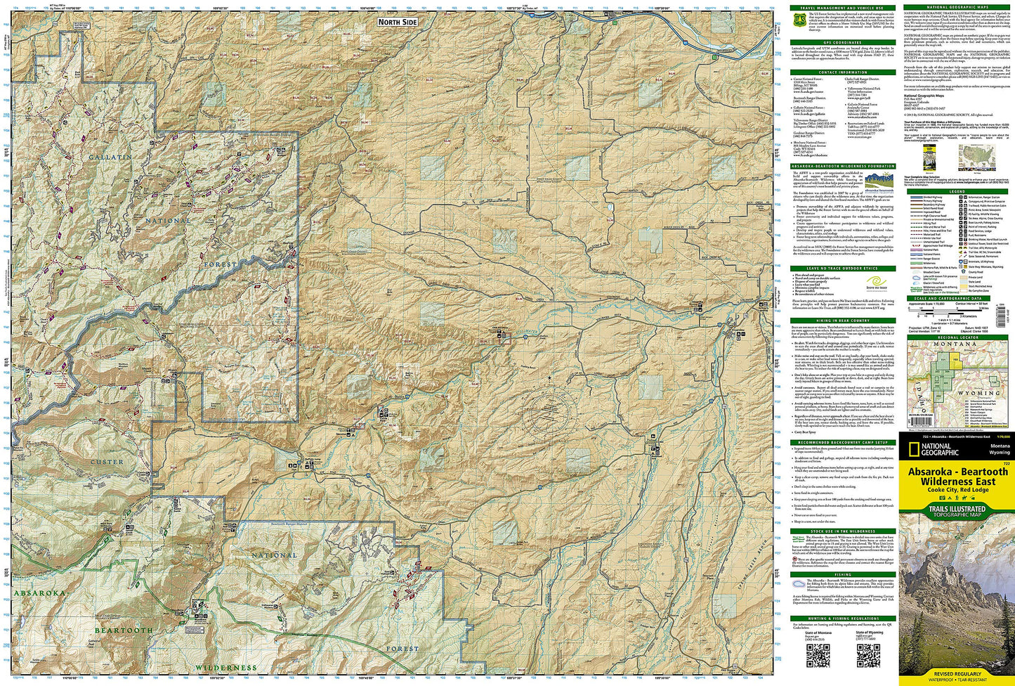 Absaroka-Beartooth Wilderness East Map [Cooke City, Red Lodge] (National Geographic Trails Illustrated Map, 722)