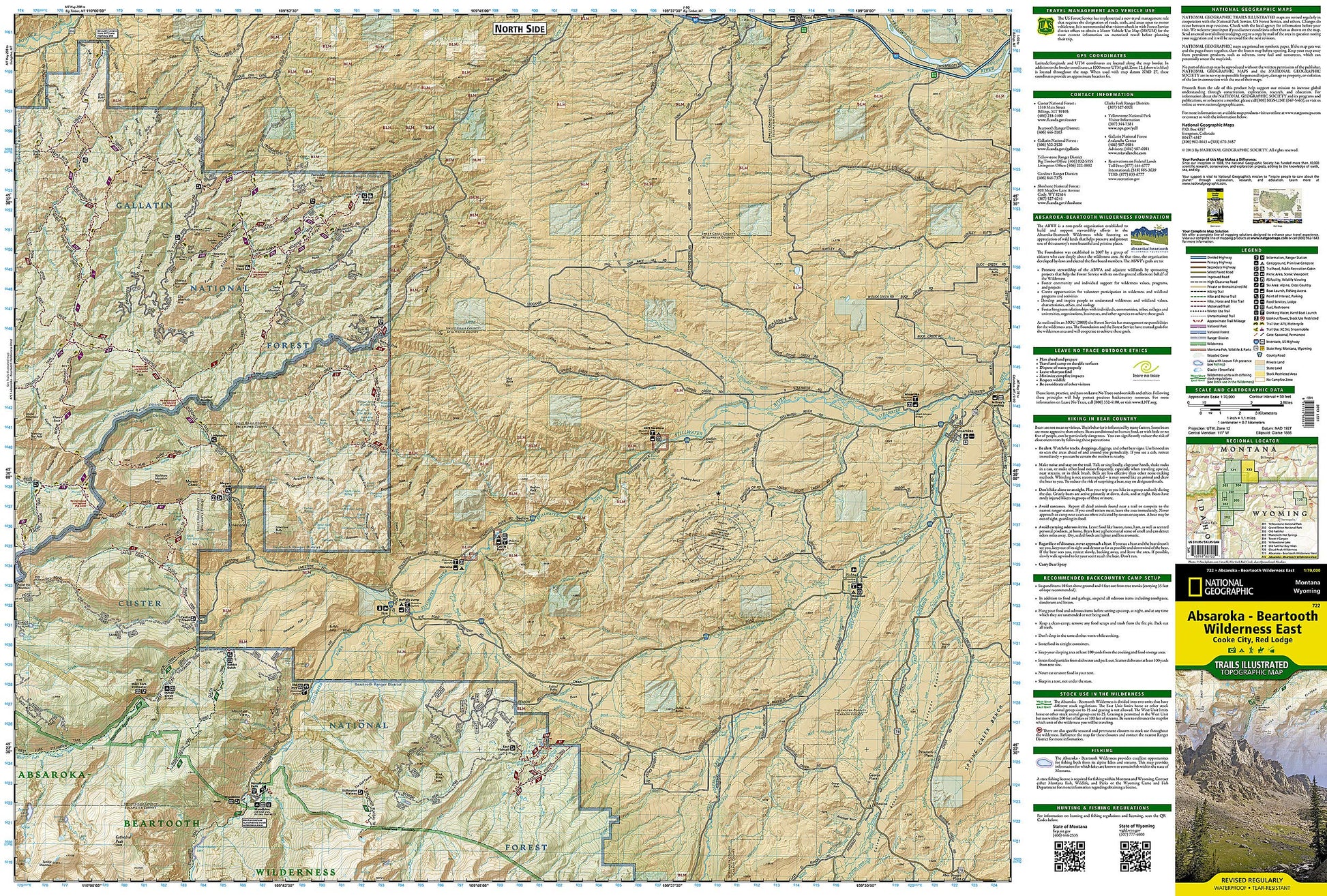 Absaroka-Beartooth Wilderness East Map [Cooke City, Red Lodge] (National Geographic Trails Illustrated Map, 722)