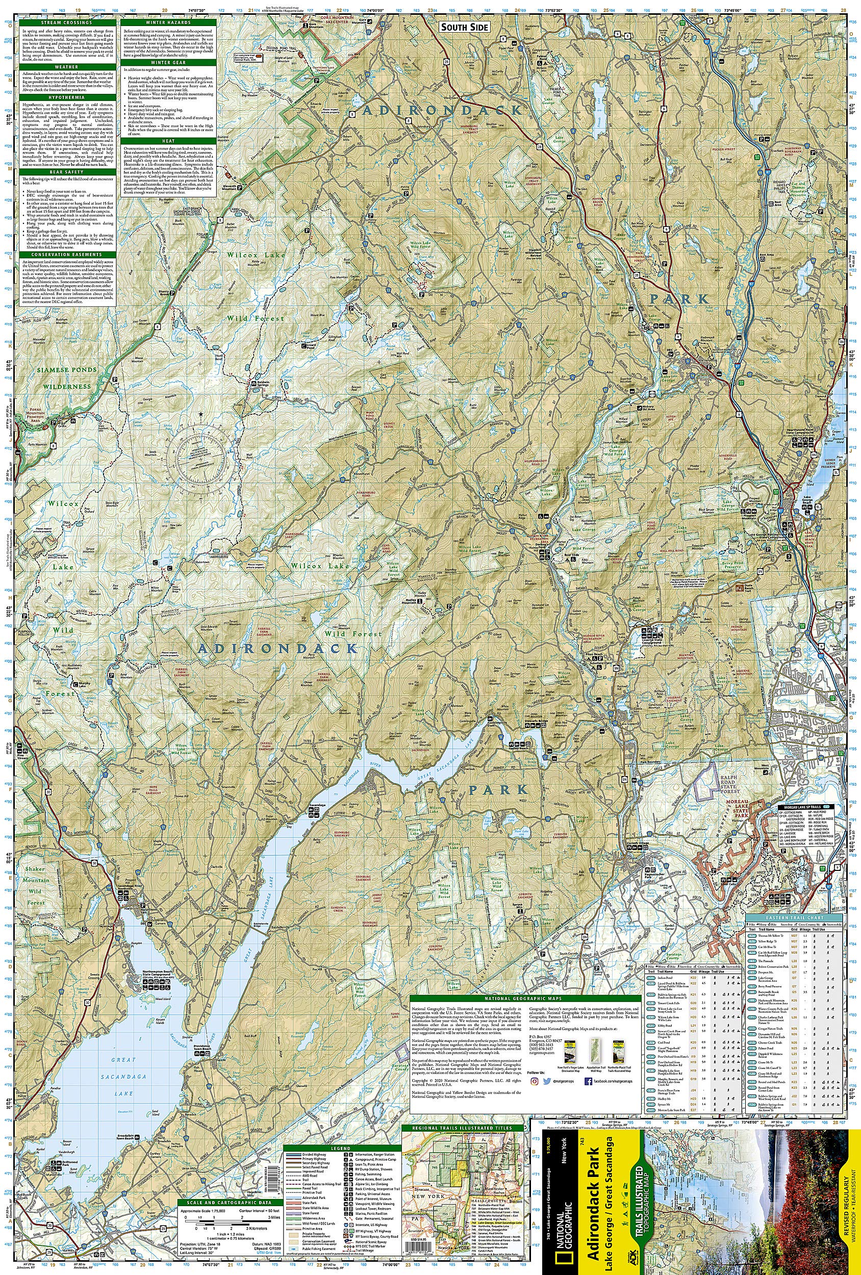 Lake George, Great Sacandaga: Adirondack Park Map (National Geographic Trails Illustrated Map, 743)