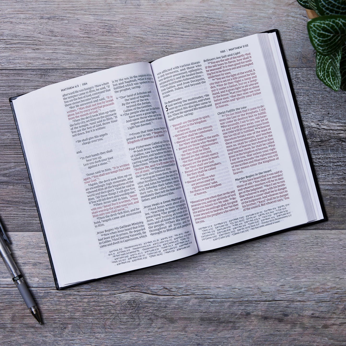 NKJV Personal Size Large Print Bible with 43,000 Cross References, Black Hardcover, Red Letter, Comfort Print