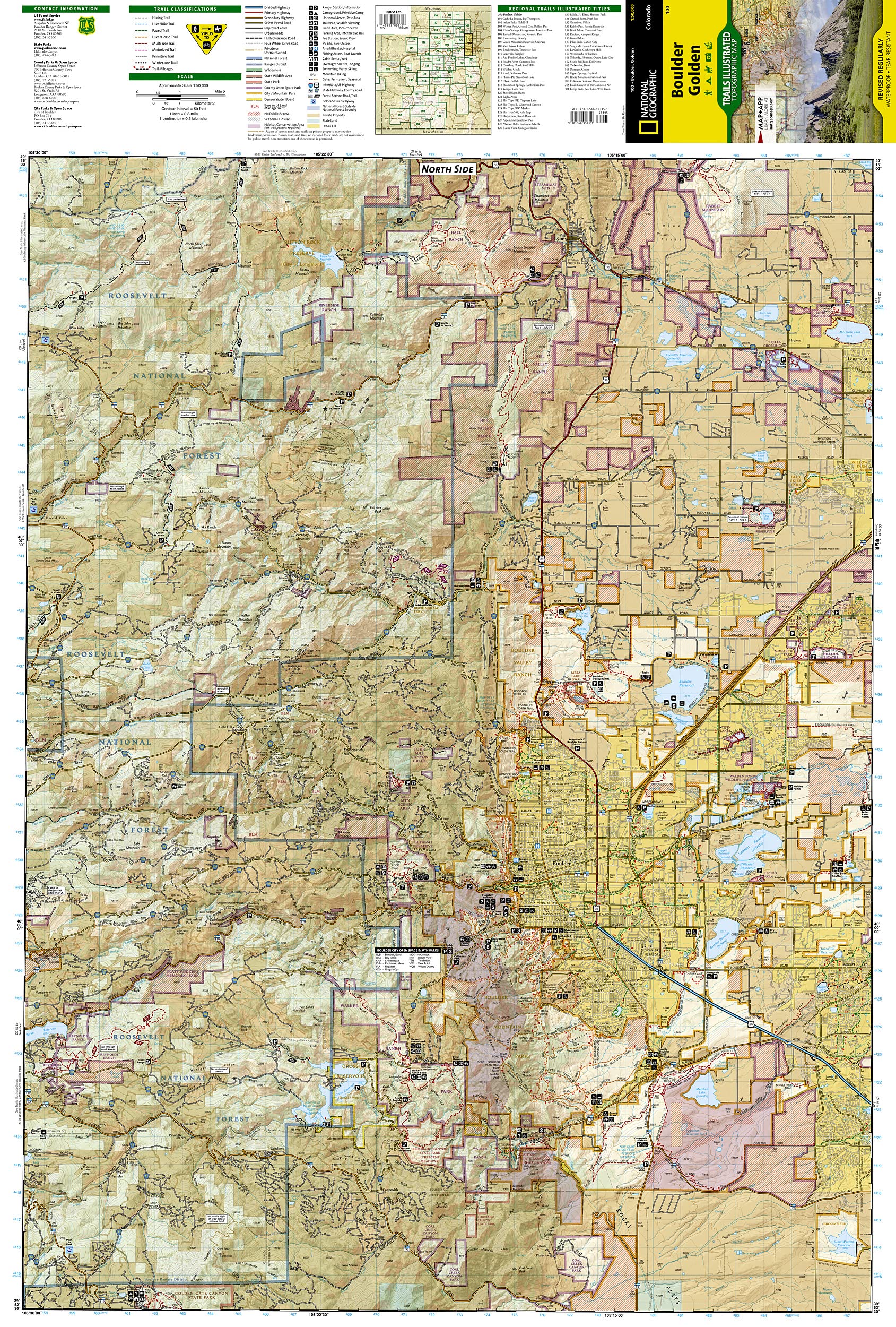 Boulder, Golden Map (National Geographic Trails Illustrated Map, 100)