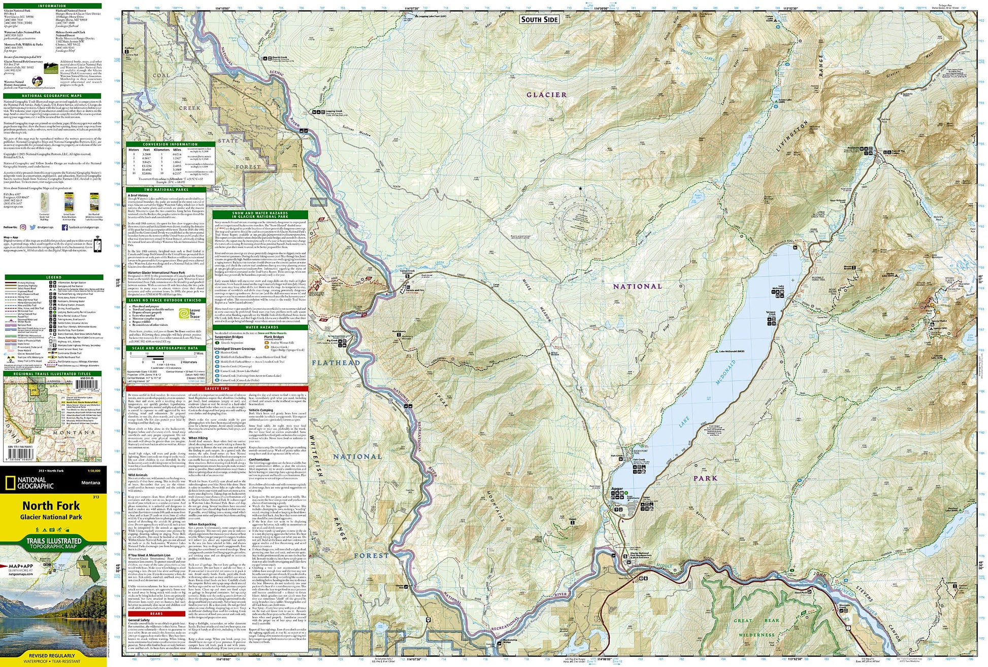 North Fork: Glacier National Park Map (National Geographic Trails Illustrated Map, 313)