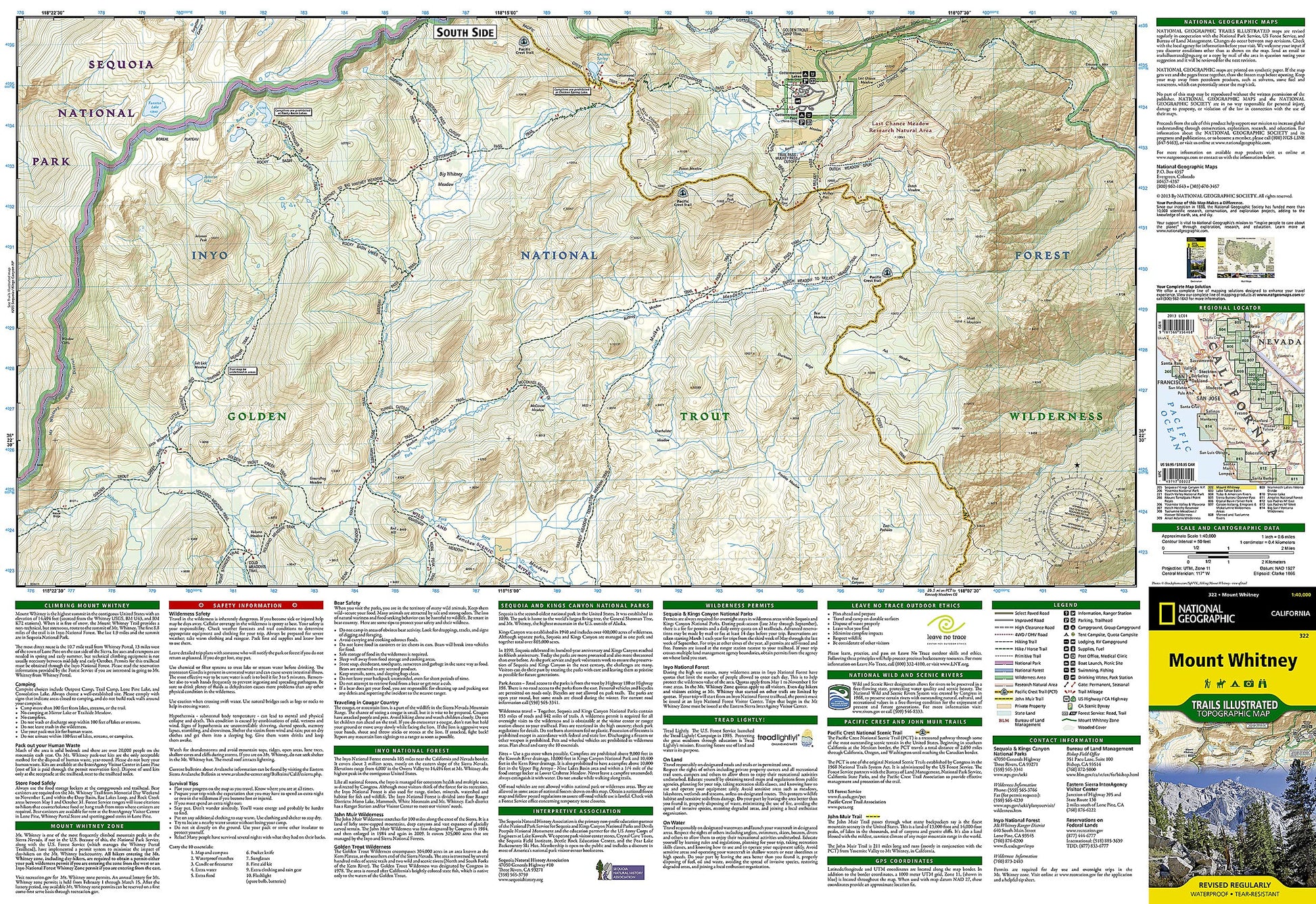 Mount Whitney Map (National Geographic Trails Illustrated Map, 322)