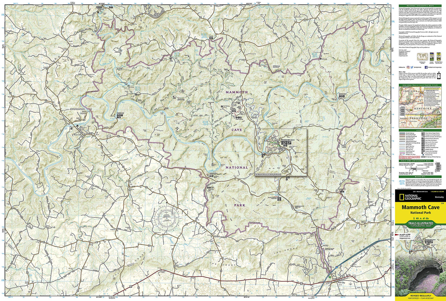 Mammoth Cave National Park Map (National Geographic Trails Illustrated Map, 234)