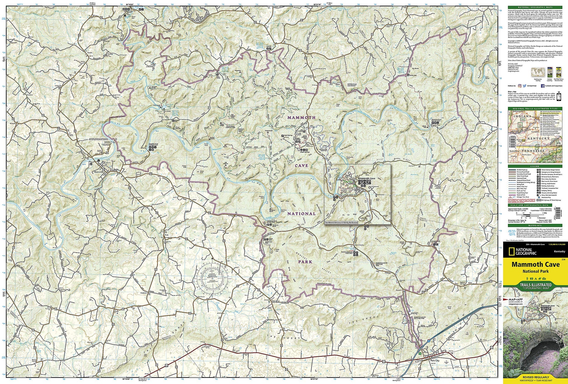 Mammoth Cave National Park Map (National Geographic Trails Illustrated Map, 234)