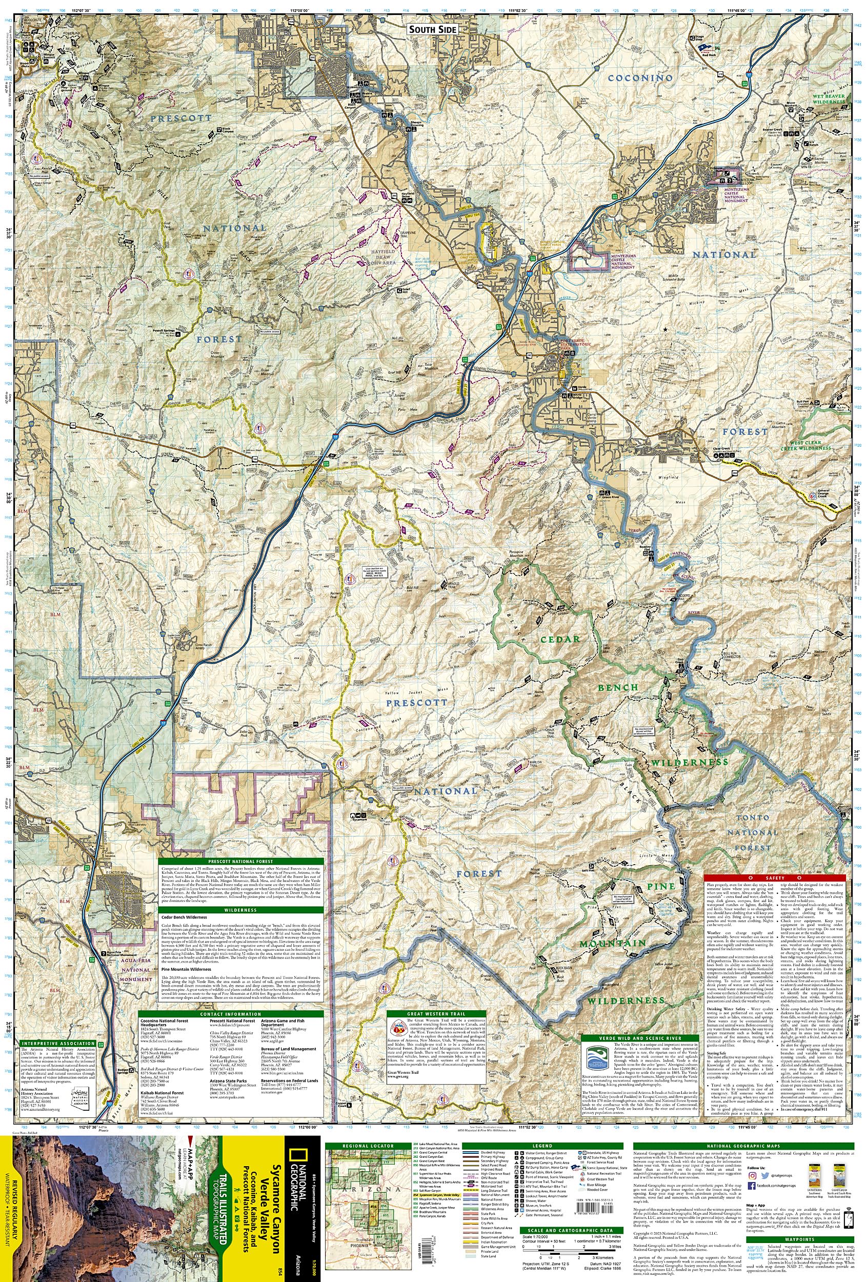 Sycamore Canyon, Verde Valley Map [Coconino, Kaibab, and Prescott National Forests] (National Geographic Trails Illustrated Map, 854)