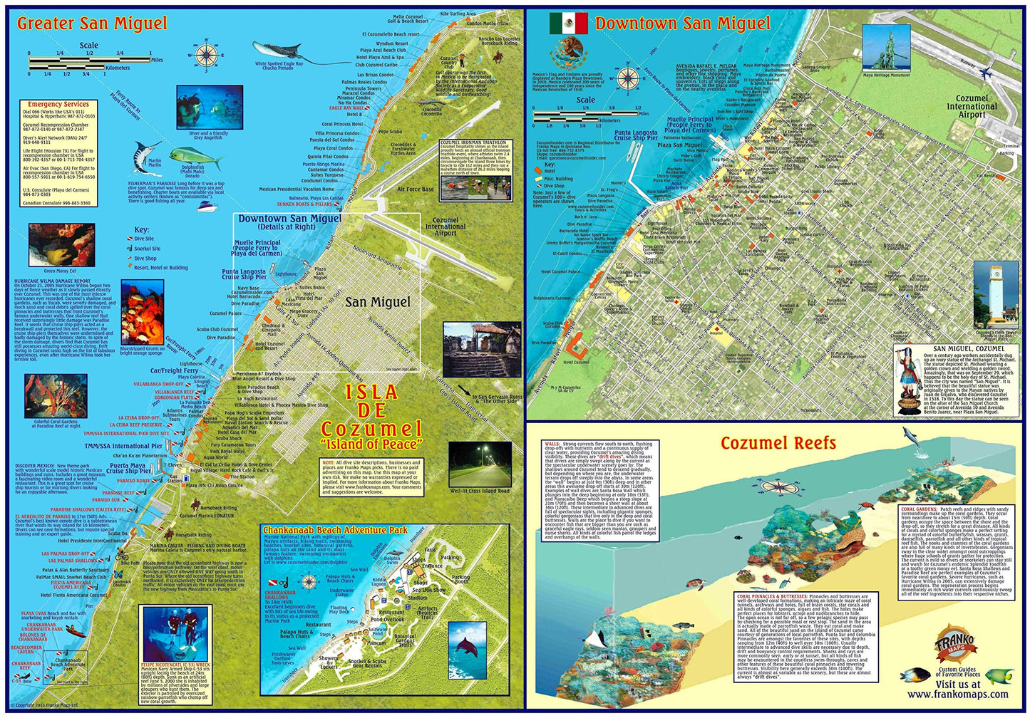 Cozumel Dive & Adventure Guide Franko Maps Waterproof Map