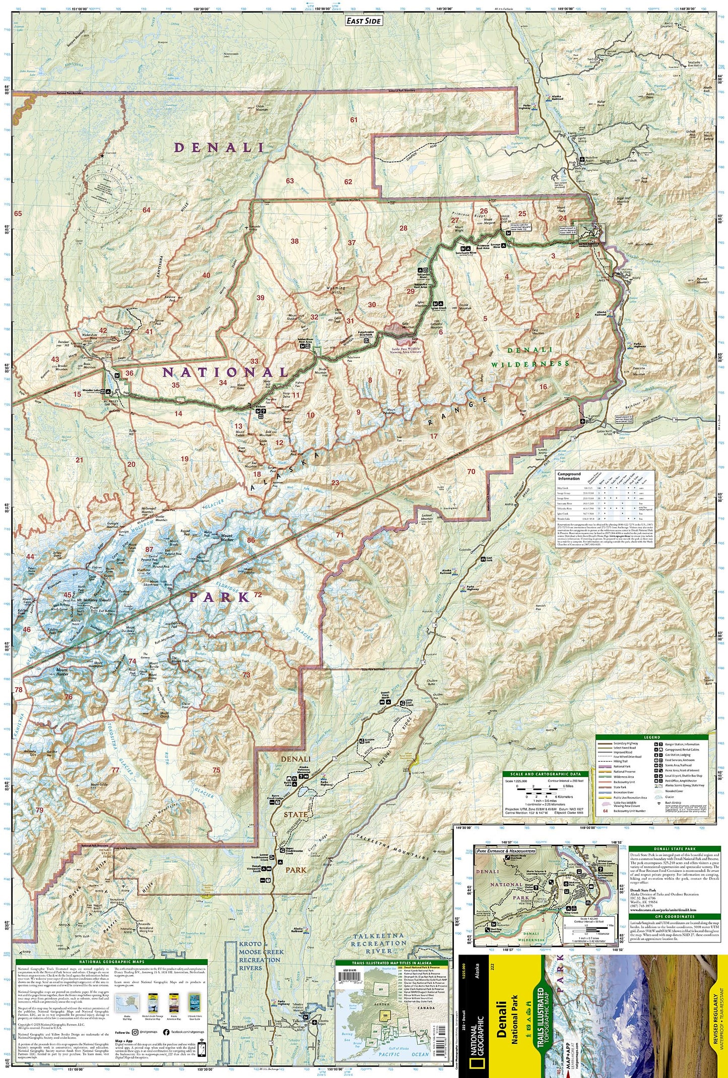 Denali National Park and Preserve Map (National Geographic Trails Illustrated Map, 222)