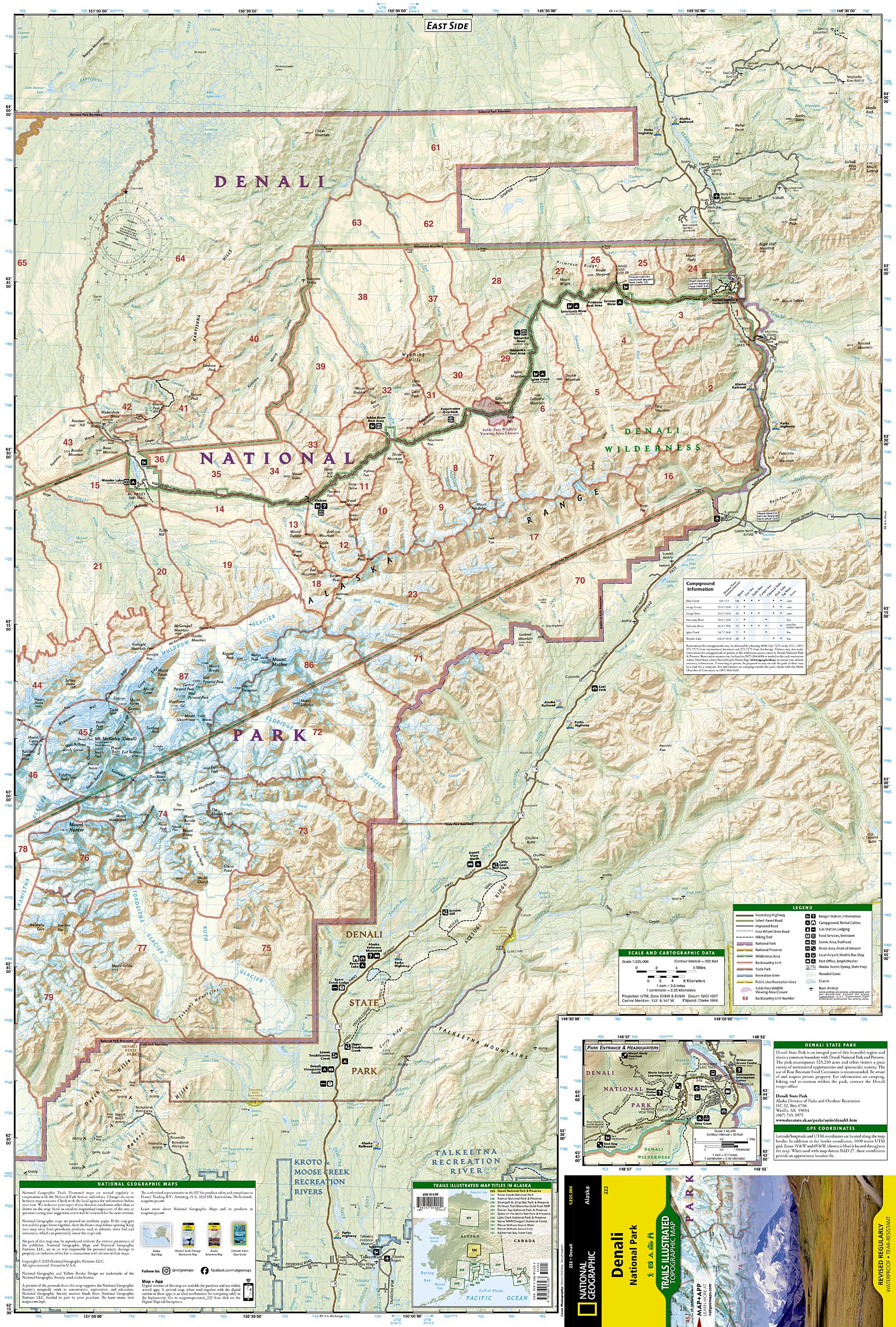 Denali National Park and Preserve Map (National Geographic Trails Illustrated Map, 222)