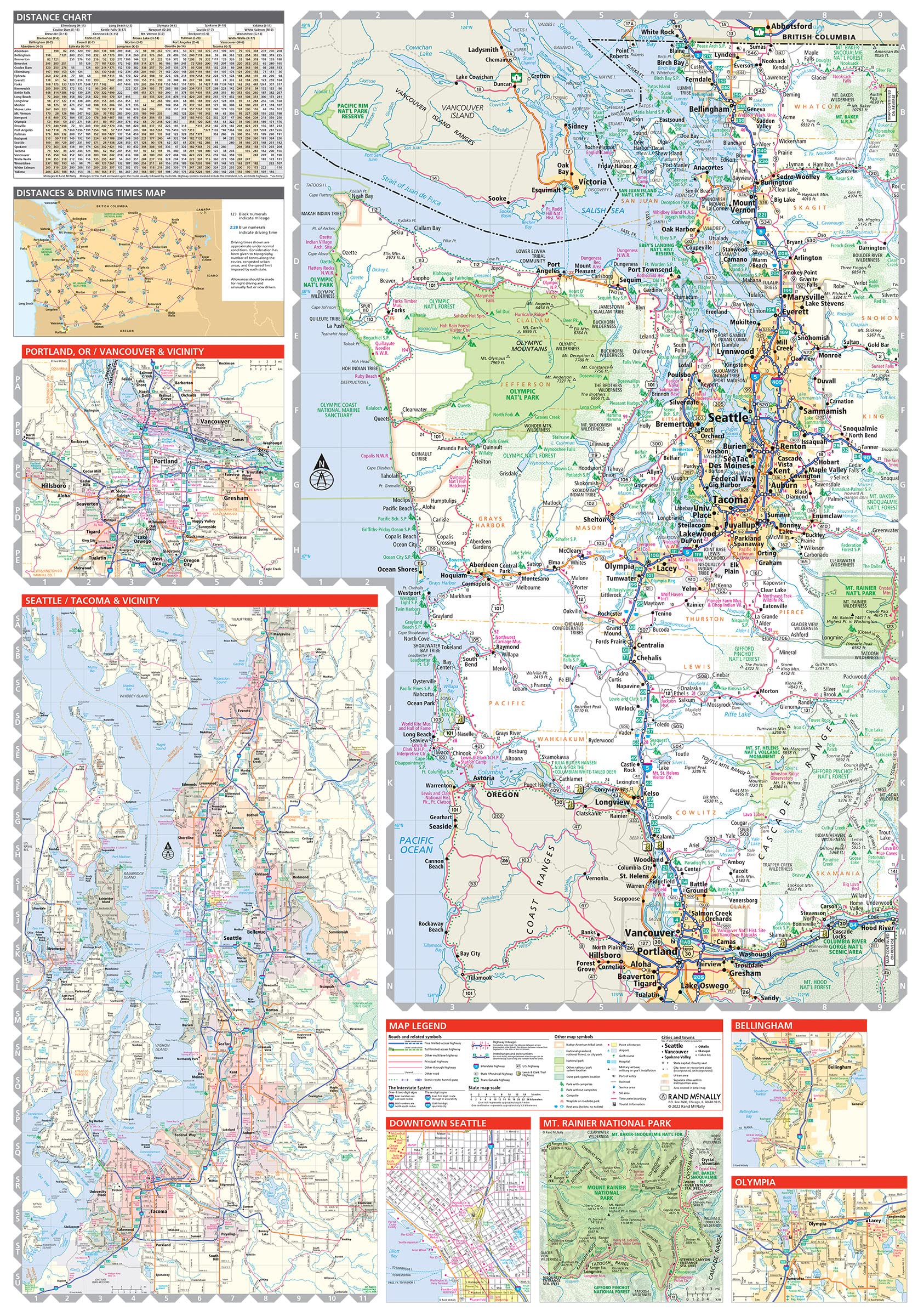 Rand McNally Easy to Read: Washington State Map