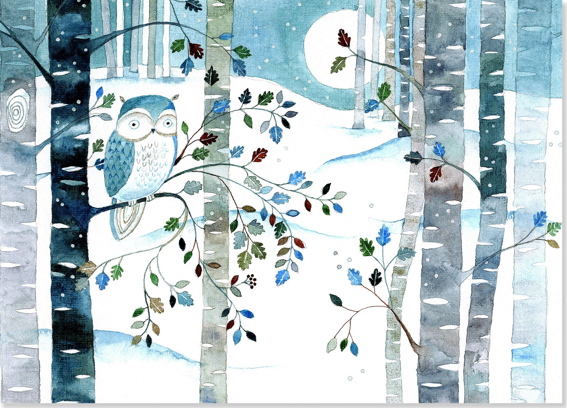 Owl in Moonlight Deluxe Boxed Holiday Cards (20 Cards, 21 Envelopes)