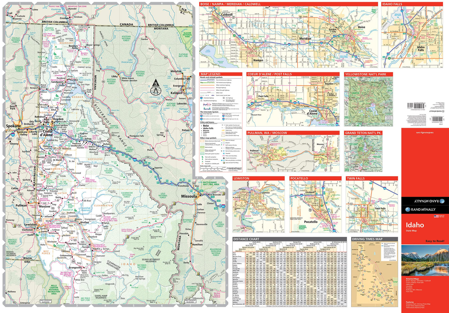 Rand McNally Easy to Read: Idaho State Map