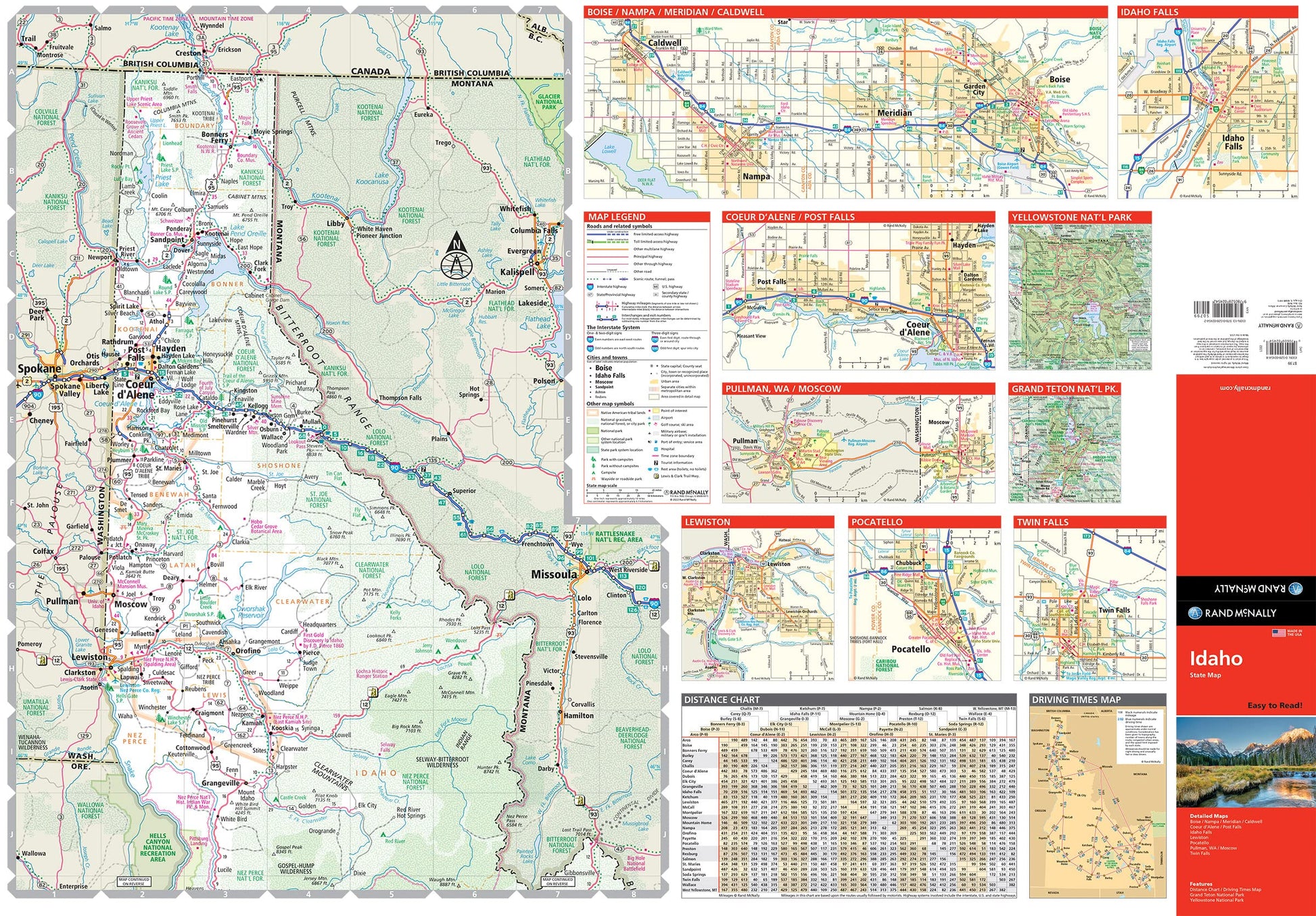Rand McNally Easy to Read: Idaho State Map