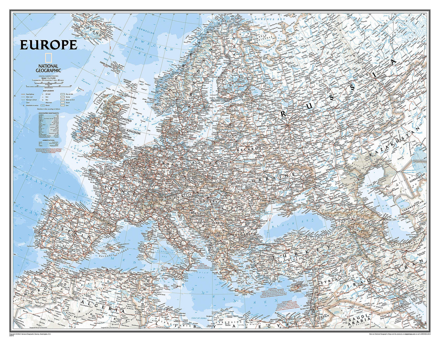 National Geographic: Europe Classic Enlarged Wall Map (46 x 35.75 inches) (National Geographic Reference Map)