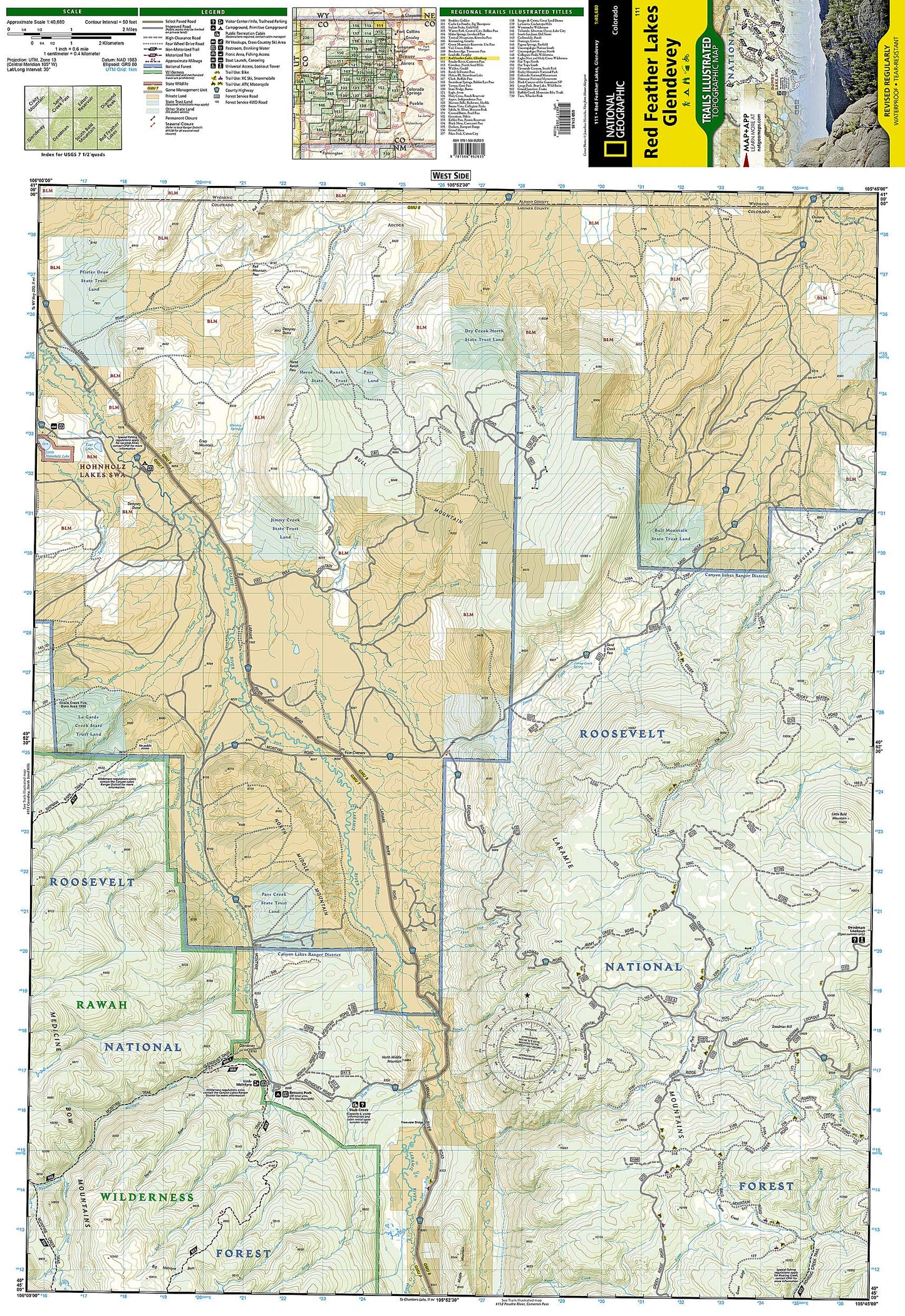Red Feather Lakes, Glendevey Map (National Geographic Trails Illustrated Map, 111)