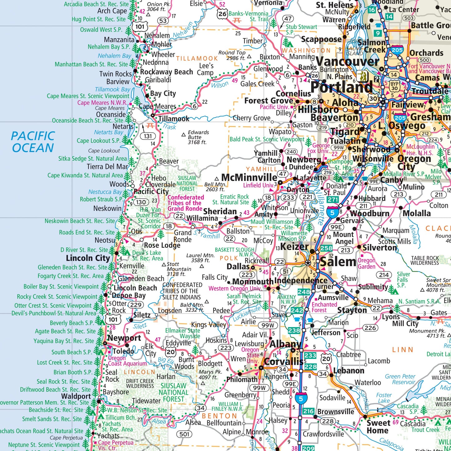 Rand McNally Easy to Read: Oregon State Map