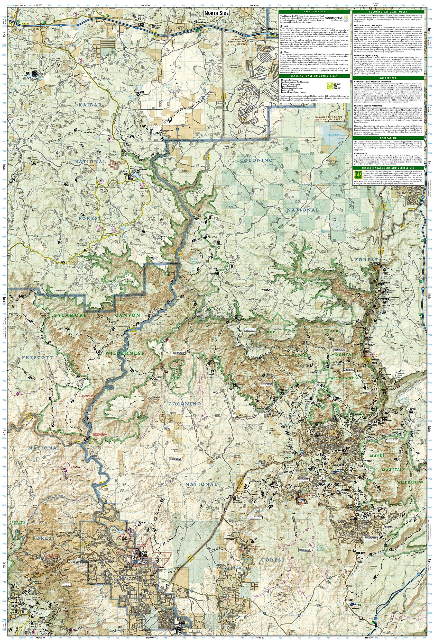 Sycamore Canyon, Verde Valley Map [Coconino, Kaibab, and Prescott National Forests] (National Geographic Trails Illustrated Map, 854)