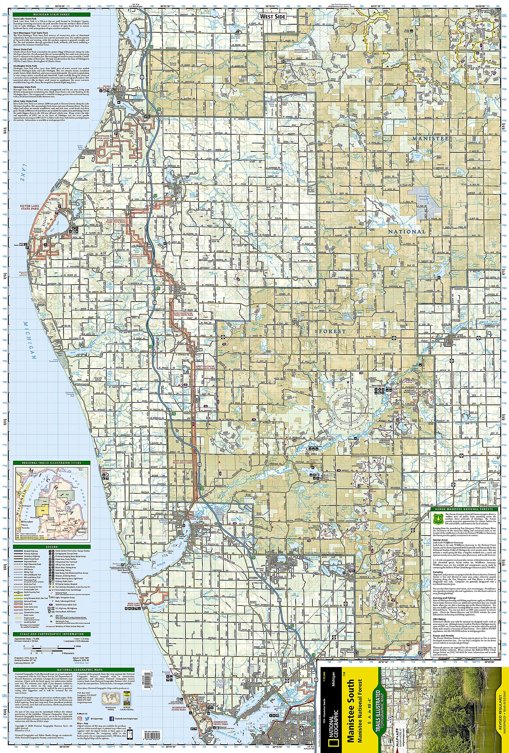 Manistee South Map [Manistee National Forest] (National Geographic Trails Illustrated Map, 759)