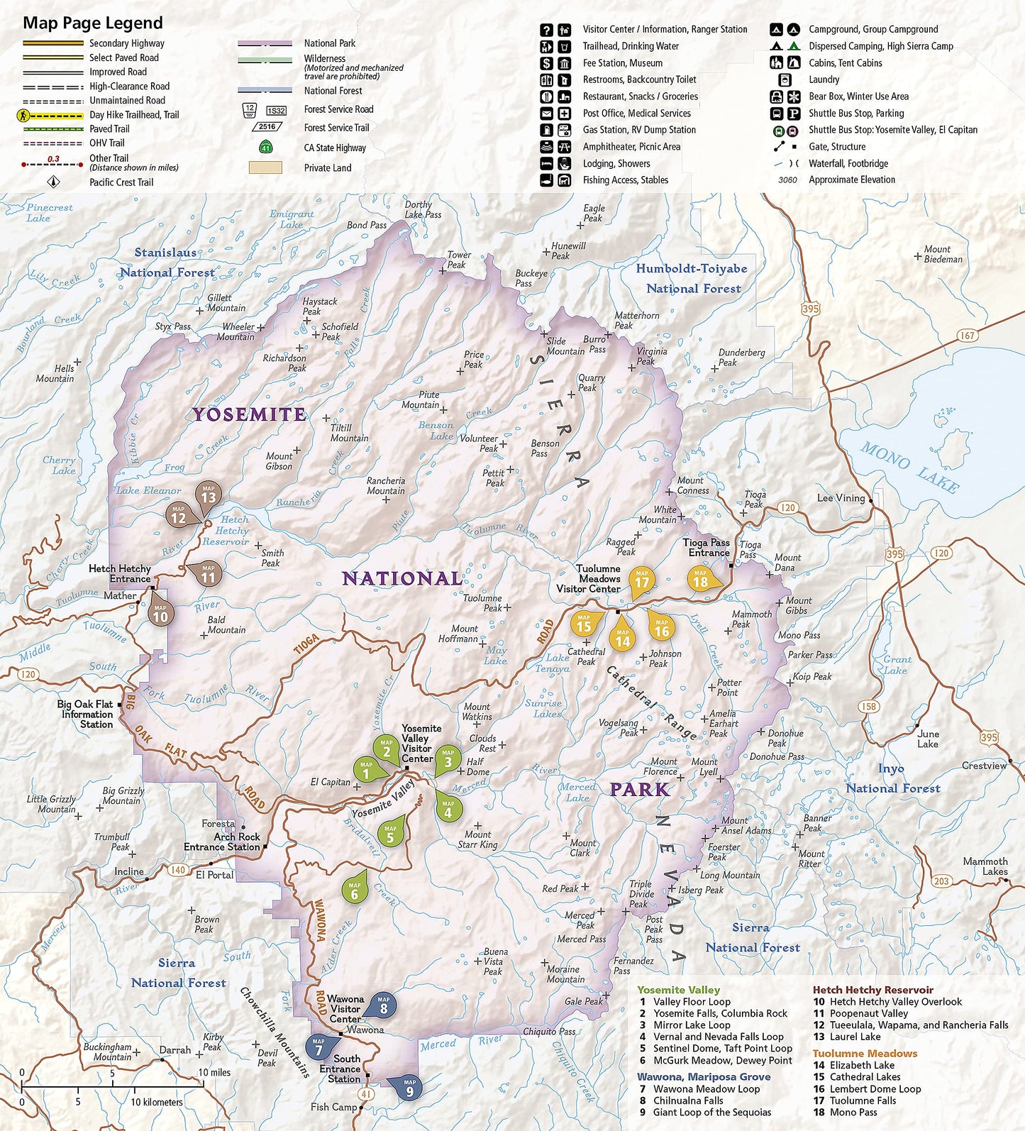 Yosemite National Park Day Hikes Map (National Geographic Topographic Map Guide, 1704)