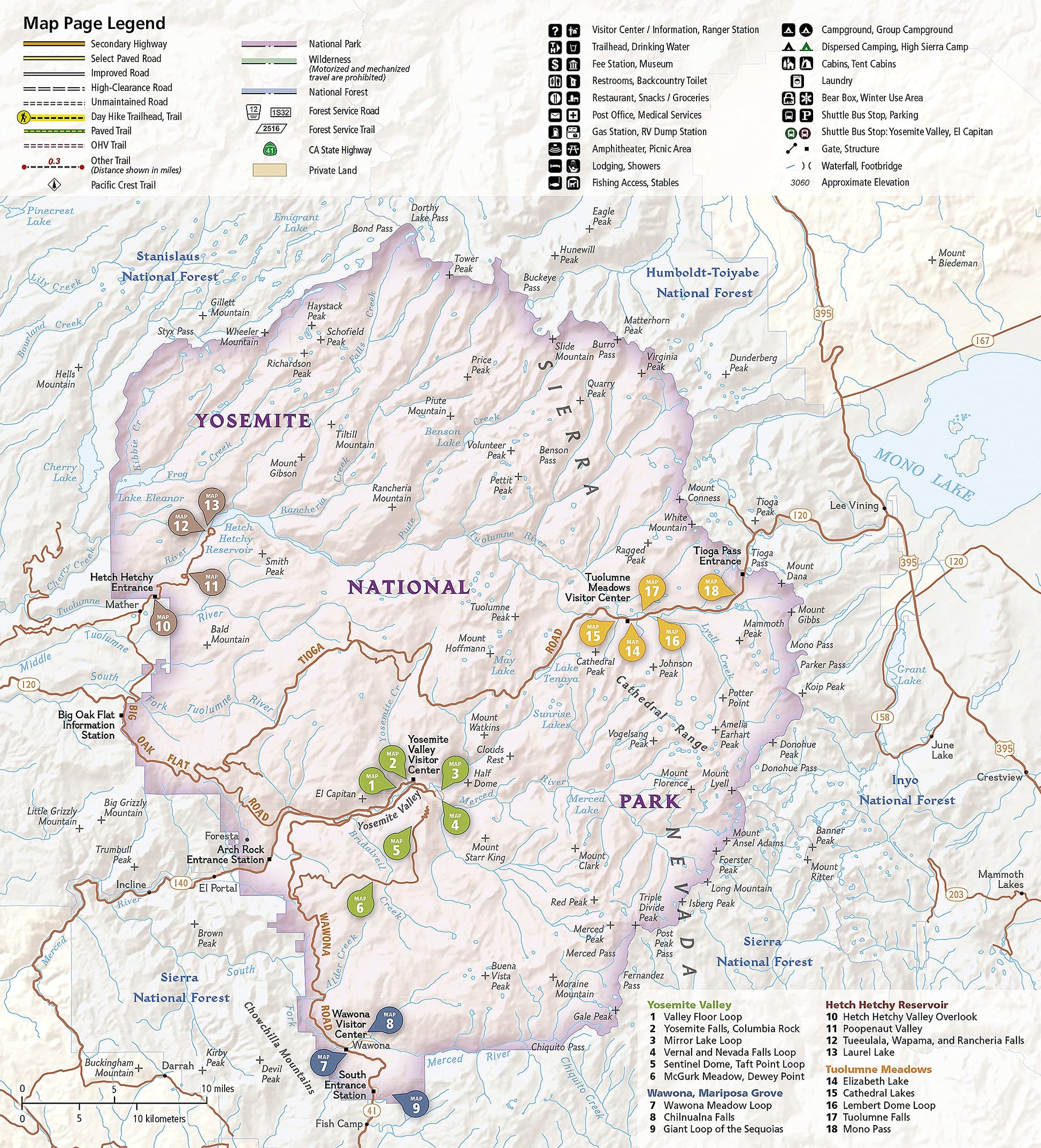 Yosemite National Park Day Hikes Map (National Geographic Topographic Map Guide, 1704)