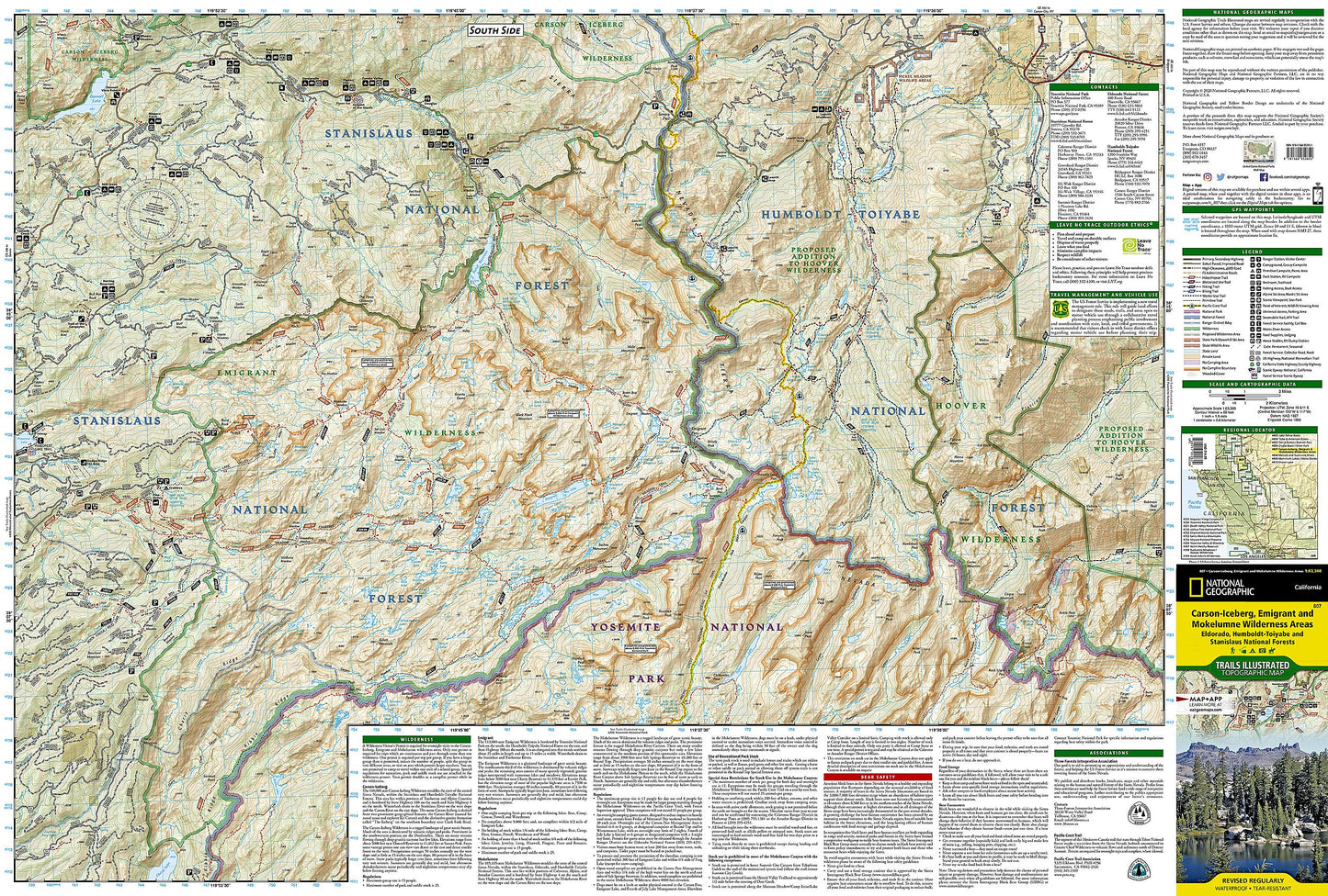 Carson-Iceberg, Emigrant, and Mokelumne Wilderness Areas Map [Eldorado, Humboldt-Toiyabe, and Stanislaus National Forests] (National Geographic Trails Illustrated Map, 807)