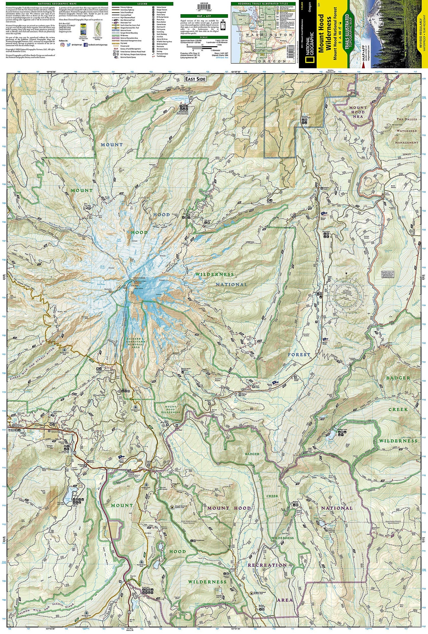 Mount Hood Wilderness Map [Mount Hood National Forest] (National Geographic Trails Illustrated Map, 321)