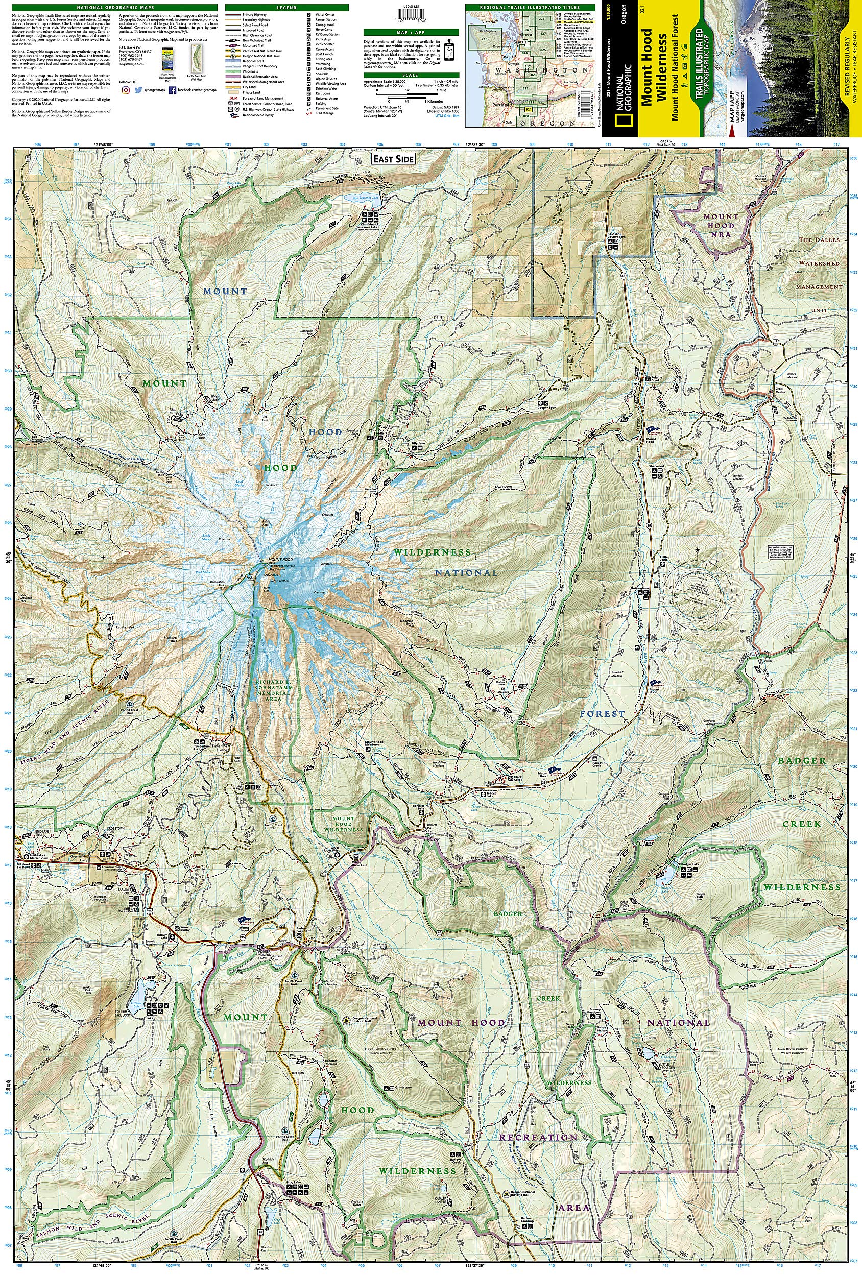 Mount Hood Wilderness Map [Mount Hood National Forest] (National Geographic Trails Illustrated Map, 321)