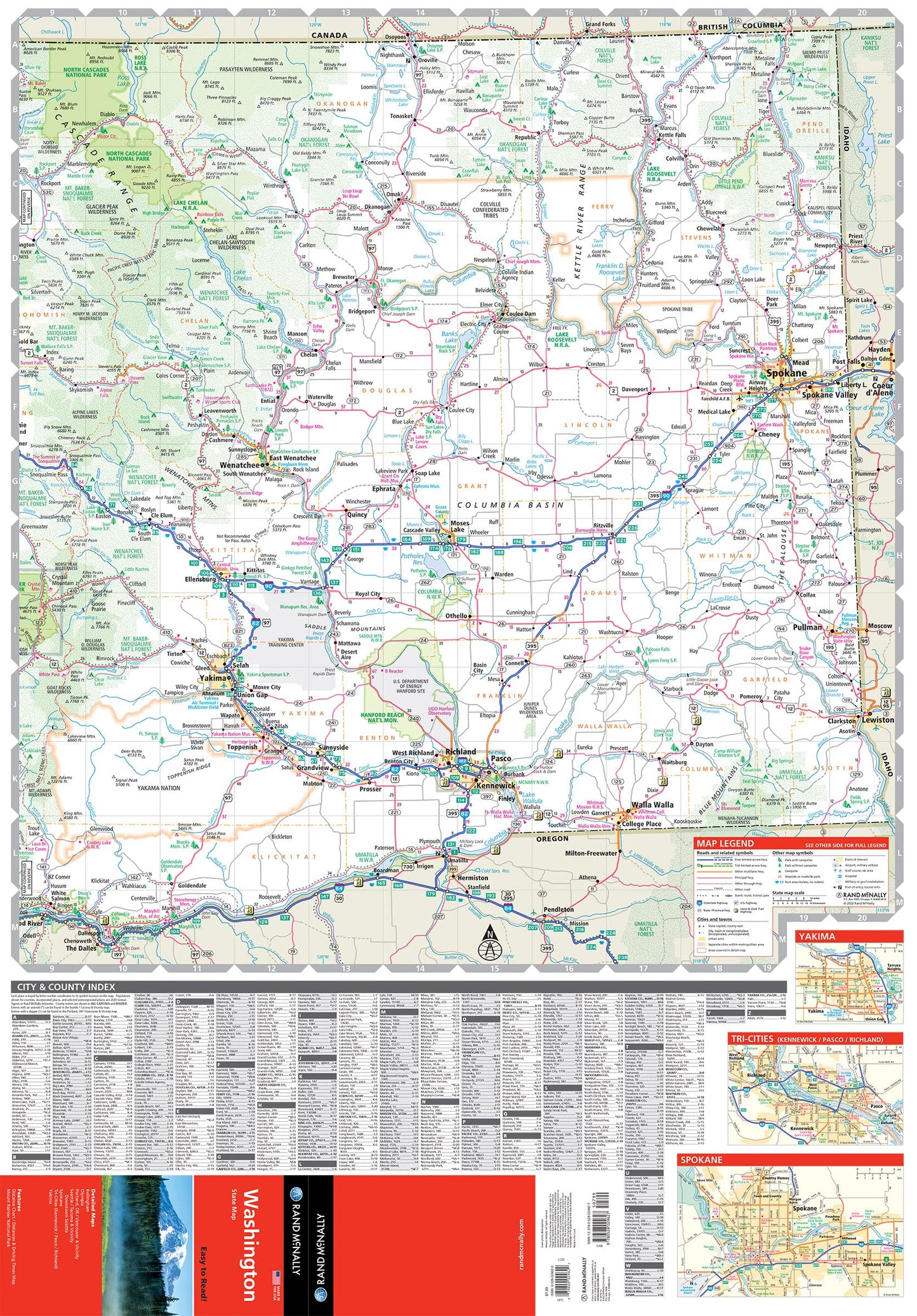 Rand McNally Easy to Read: Washington State Map