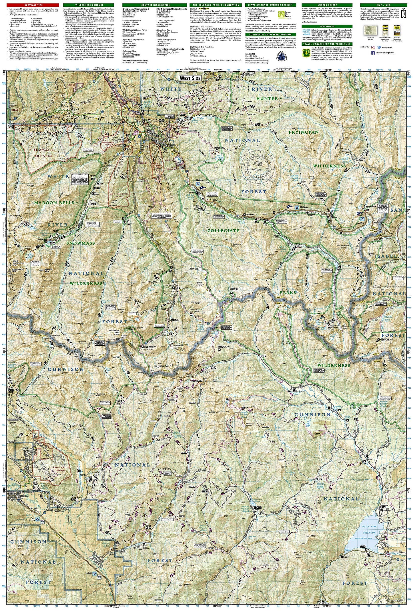 Collegiate Peaks Wilderness Area Map (National Geographic Trails Illustrated Map, 148)