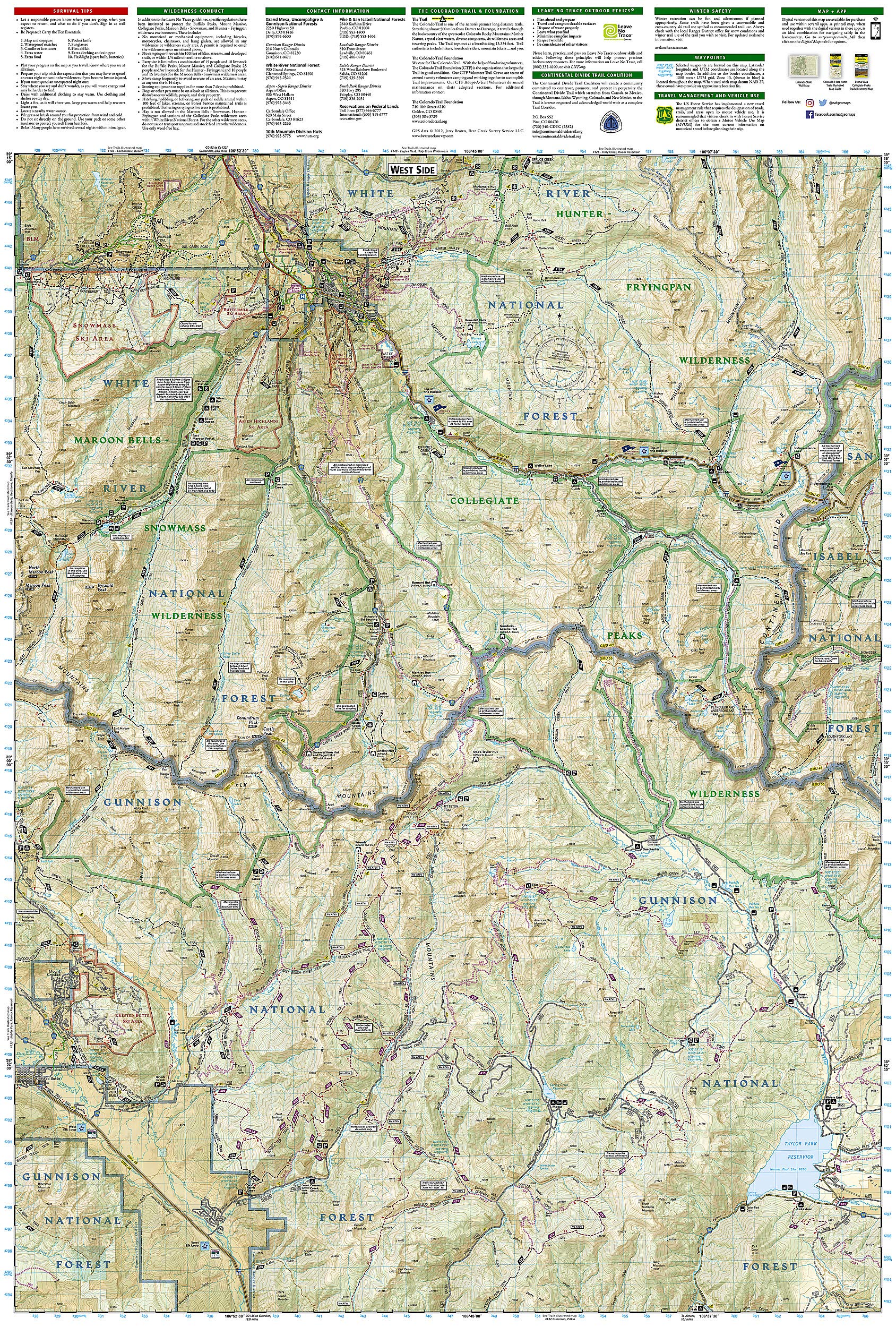 Collegiate Peaks Wilderness Area Map (National Geographic Trails Illustrated Map, 148)