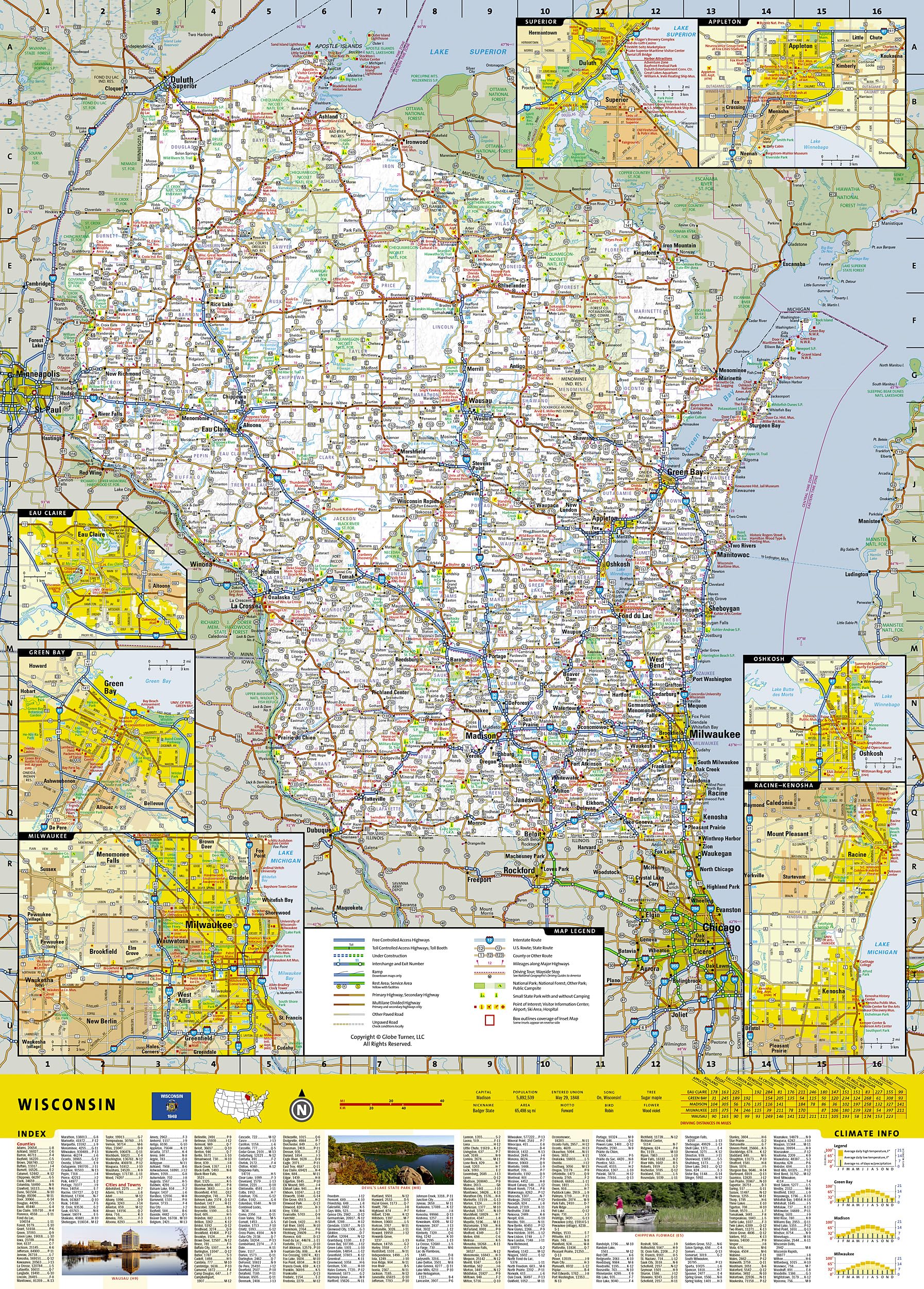 Wisconsin Map (National Geographic Guide Map)