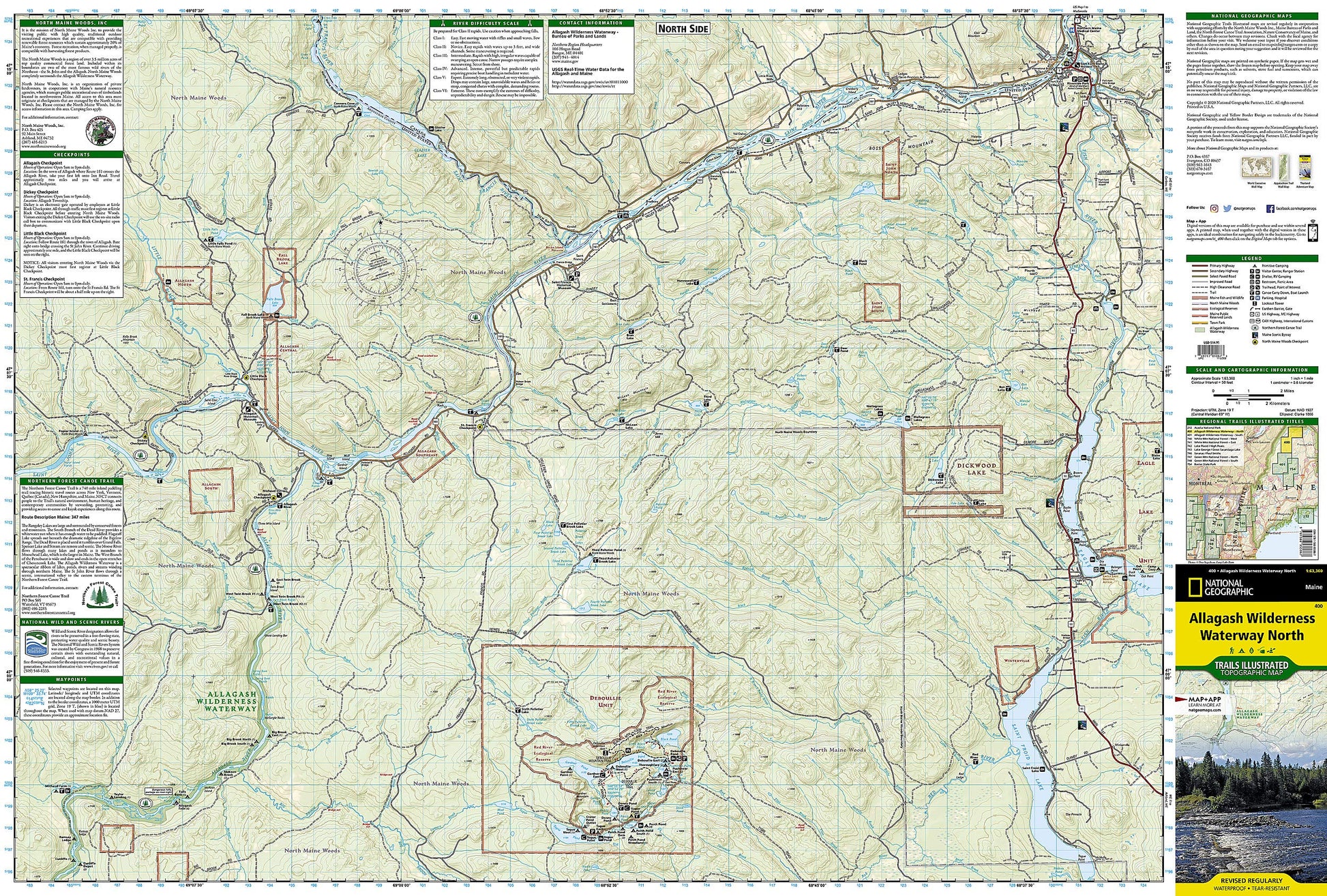 Allagash Wilderness Waterway North Map (National Geographic Trails Illustrated Map, 400)